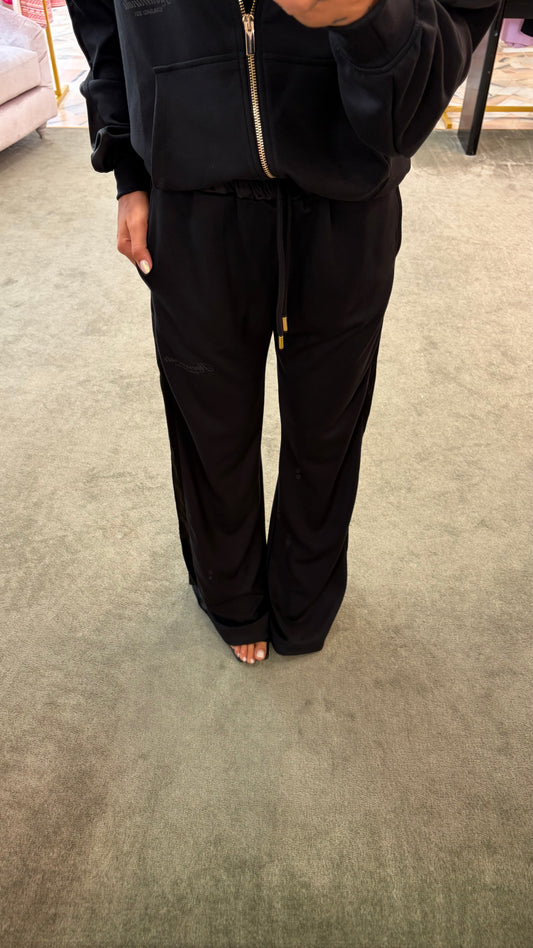 Joggers elegant neri con inserti in raso Hinnominate