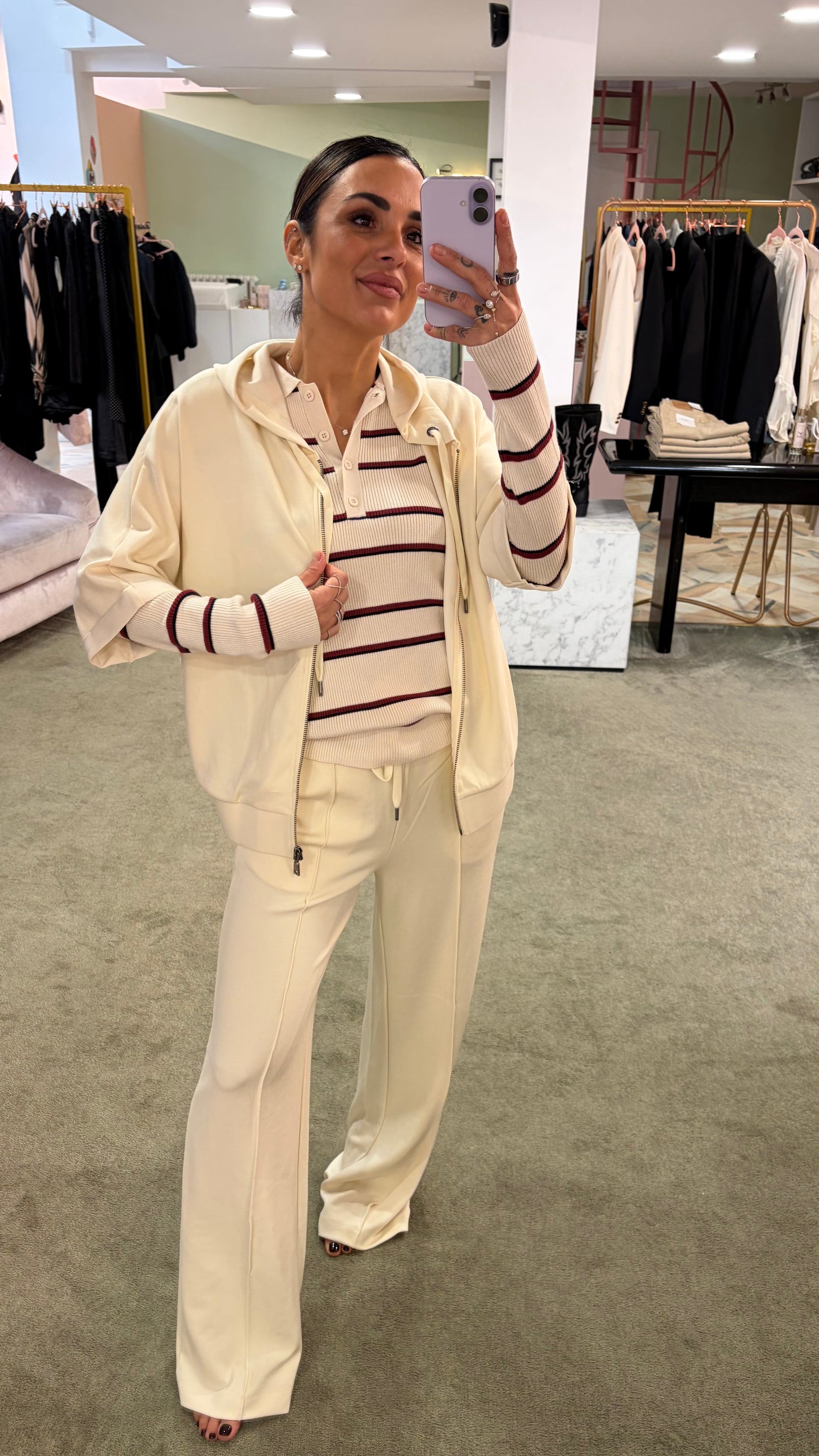 Joggers panna con coulisse in modal sy