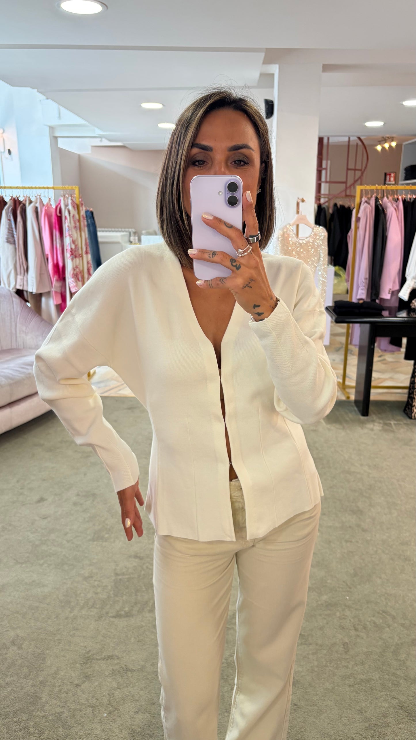 Cardigan giacca bianca sciancrata sl