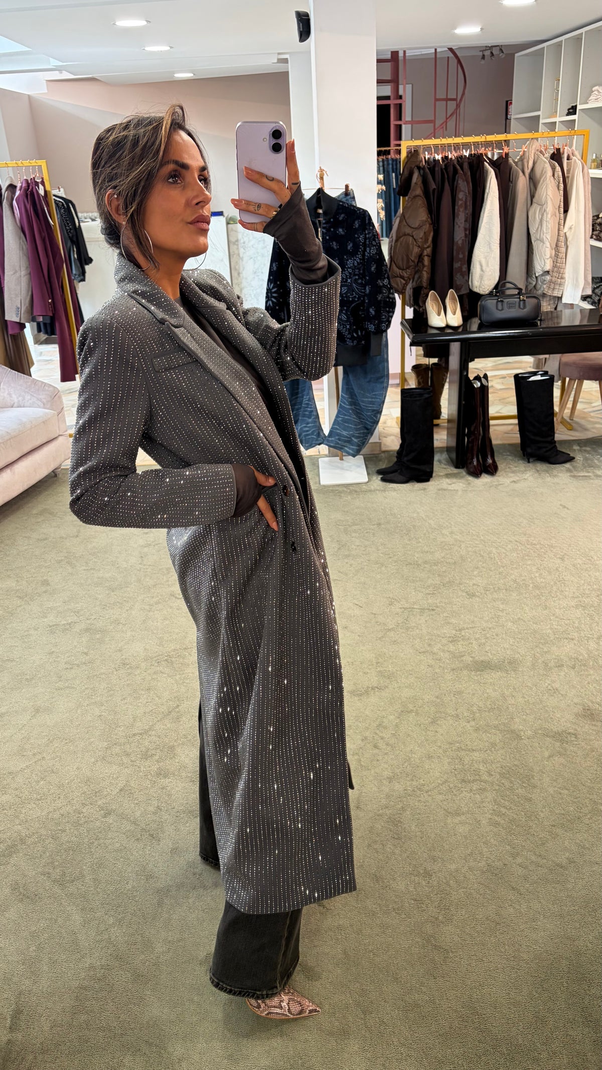 Cappotto lungo grigio cristalli tw