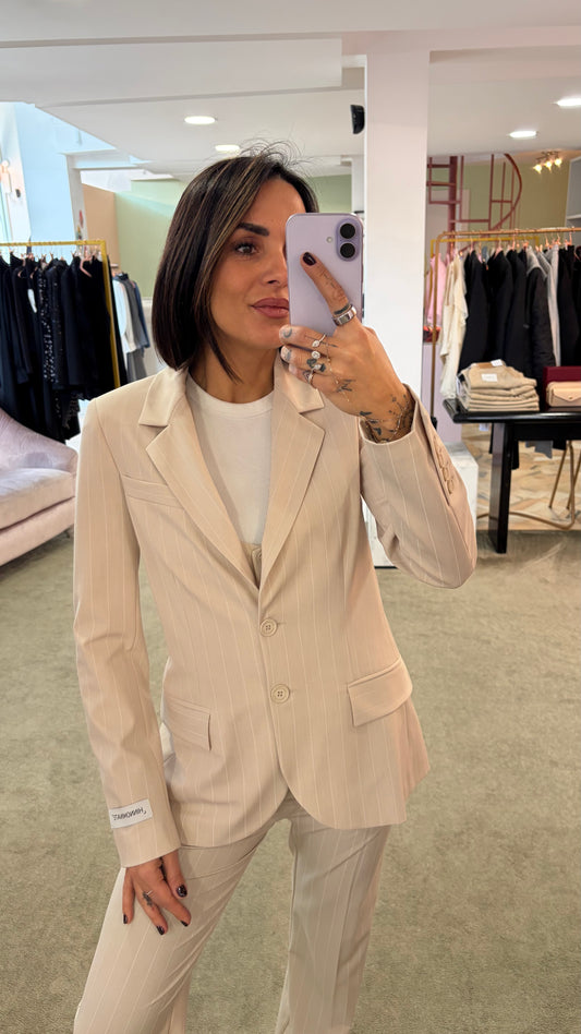 Blazer monopetto beige Hinnominate gessato