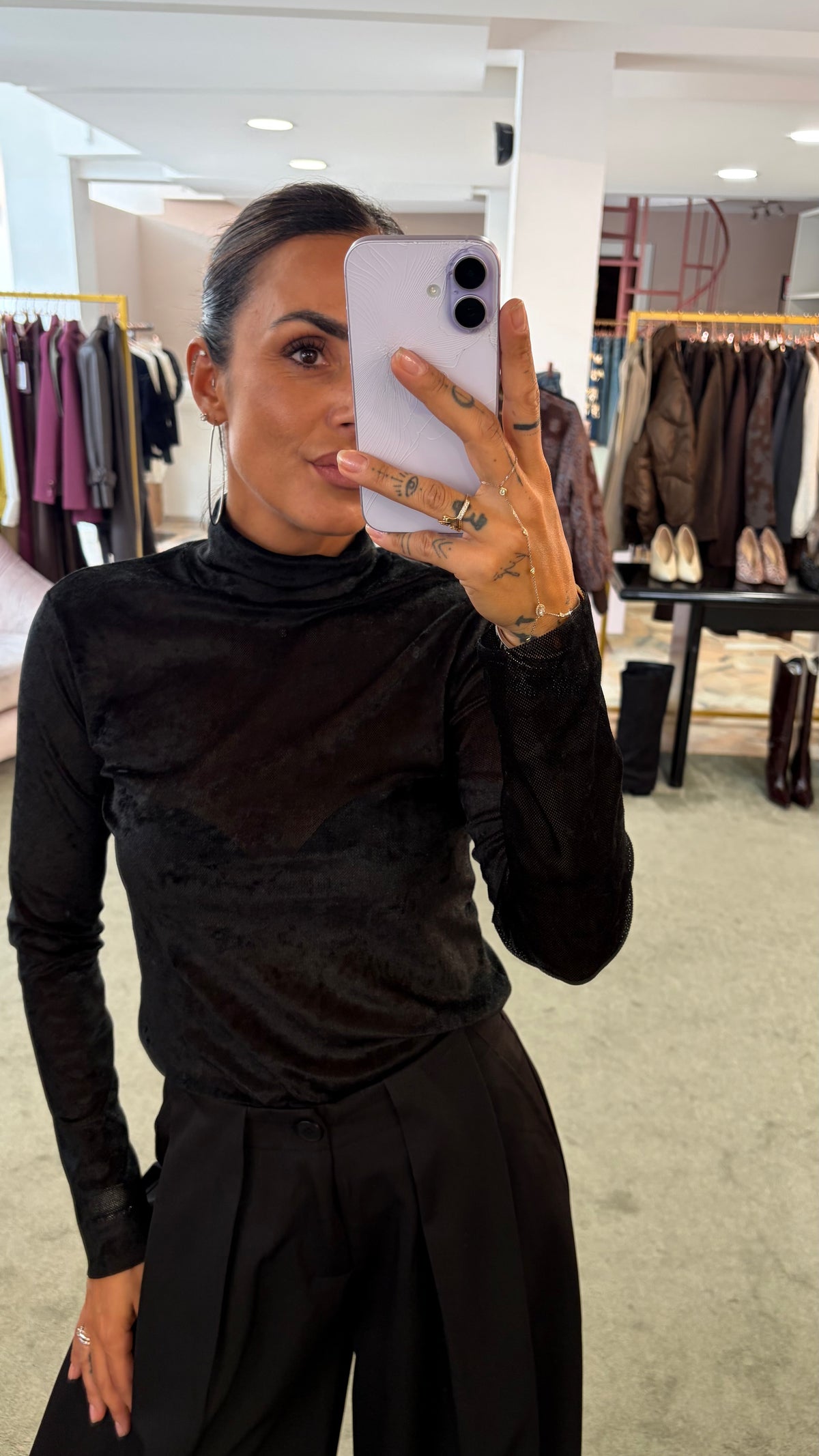 Dolcevita nero simil velluto trasparente Marsem