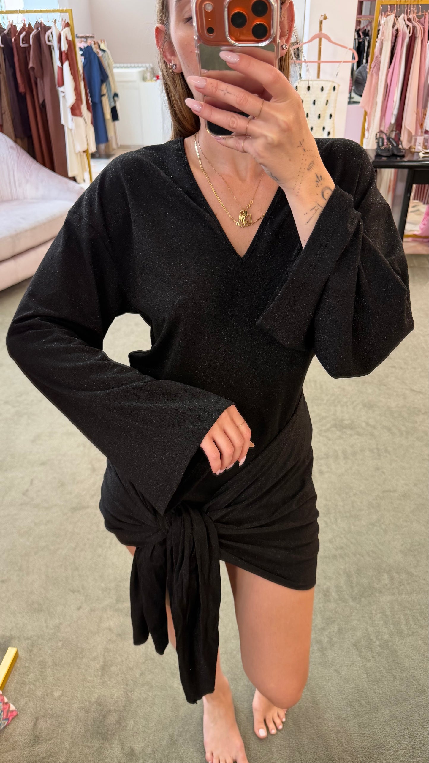Abito nero lurex con fusciacca Cotazur