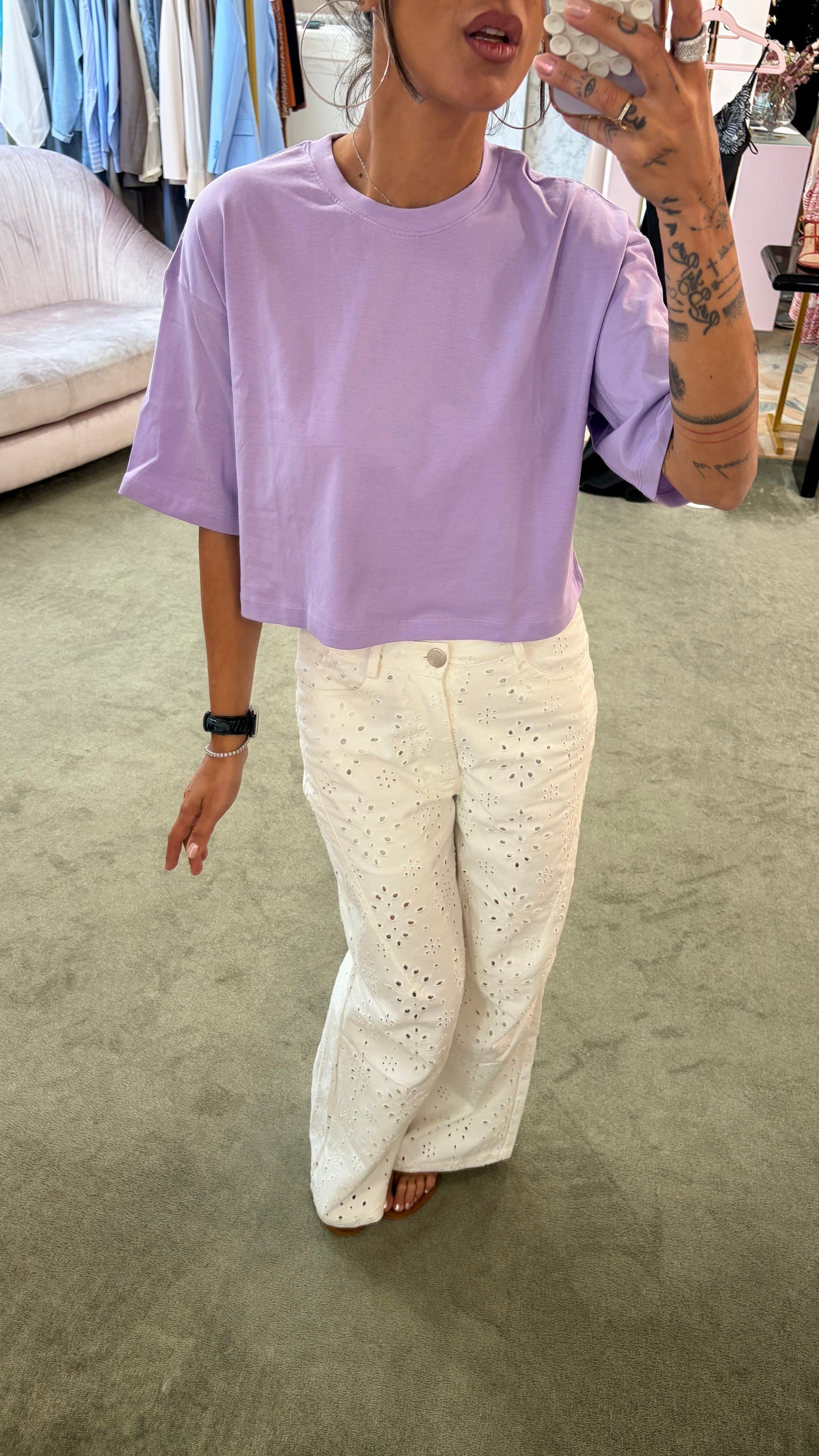 Pantaloni bianchi in sangallo gl
