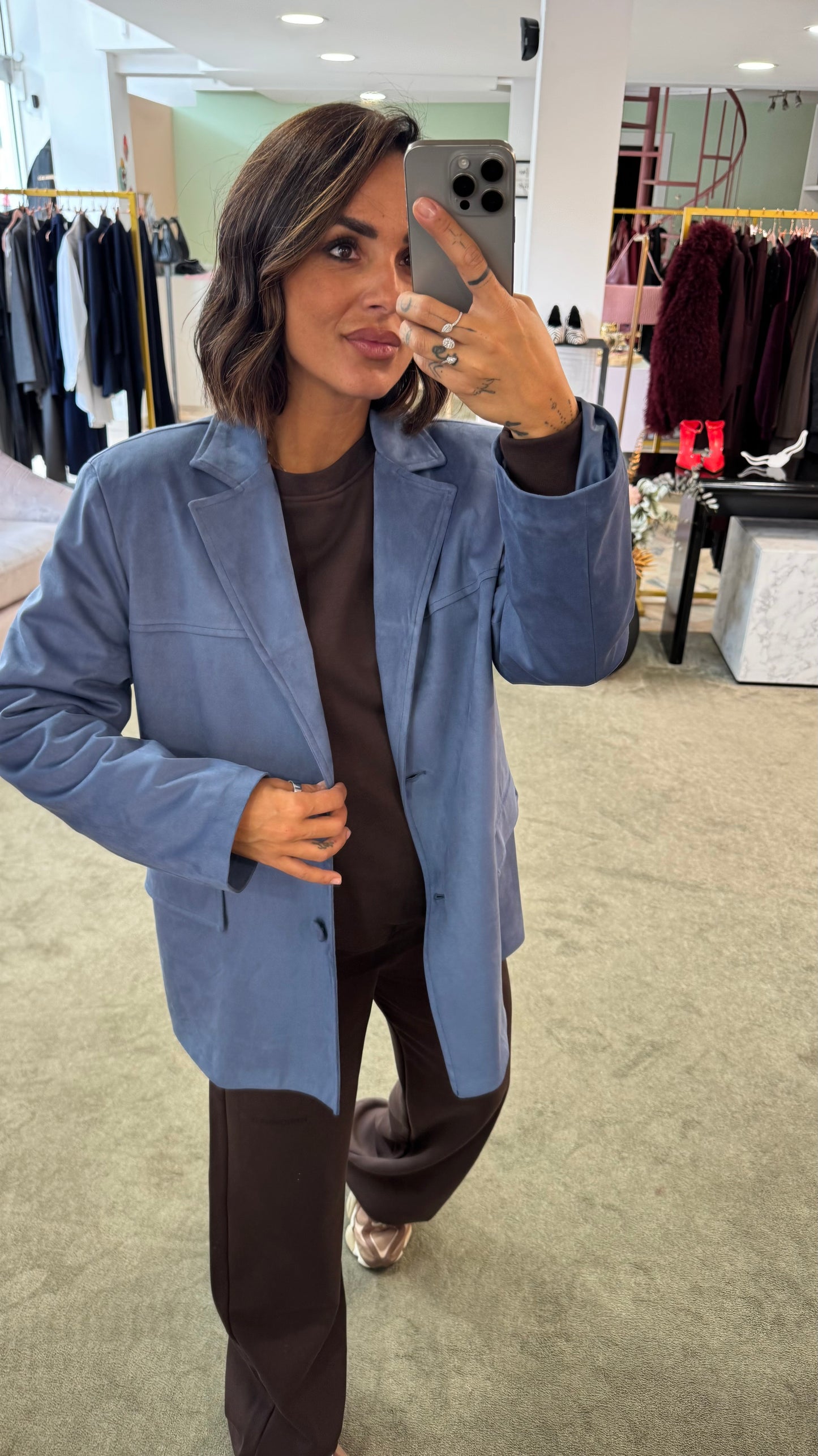 Blazer over celeste scamosciato ks