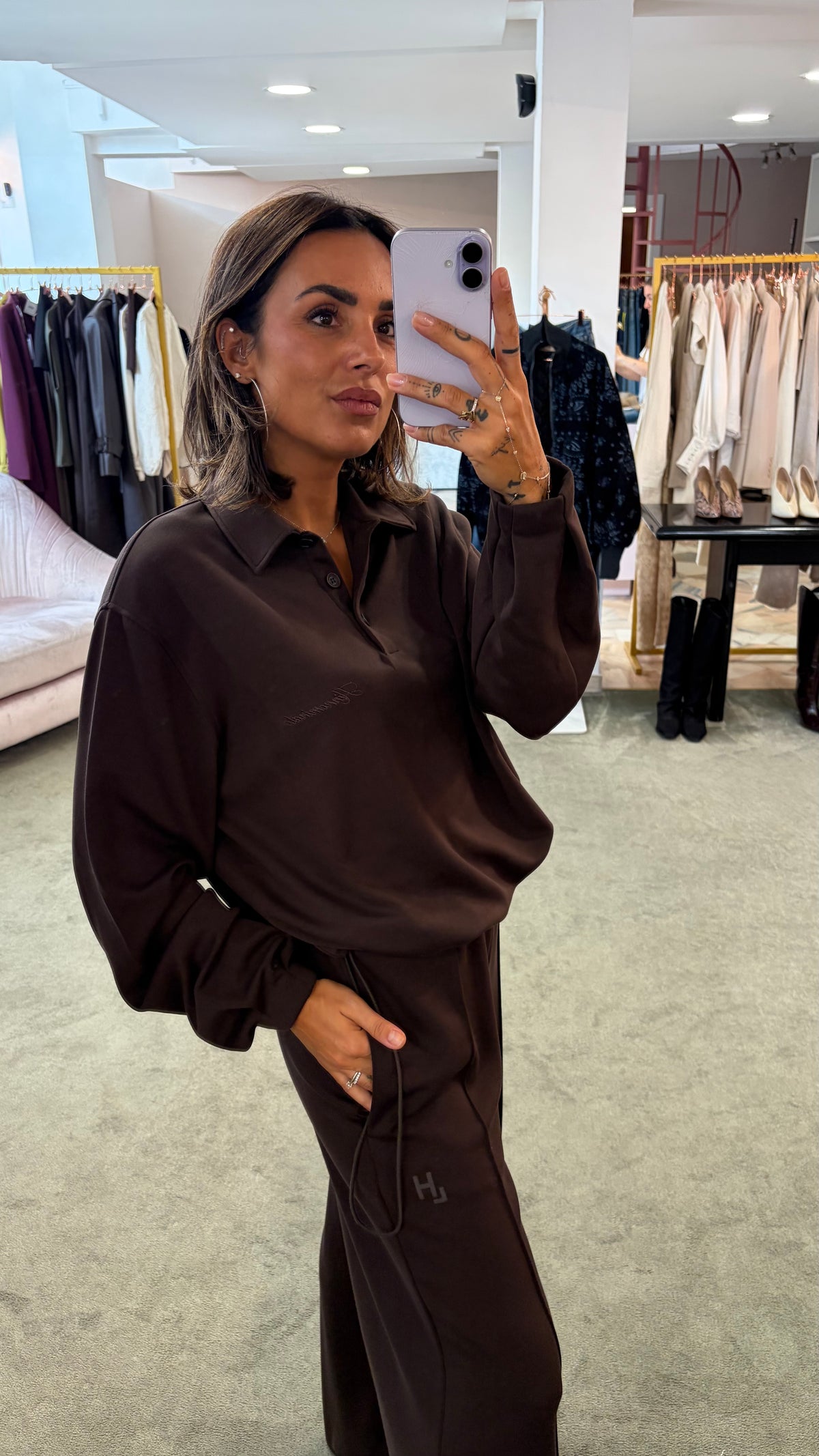 Pantaloni tuta marroni wide leg Hinnominate
