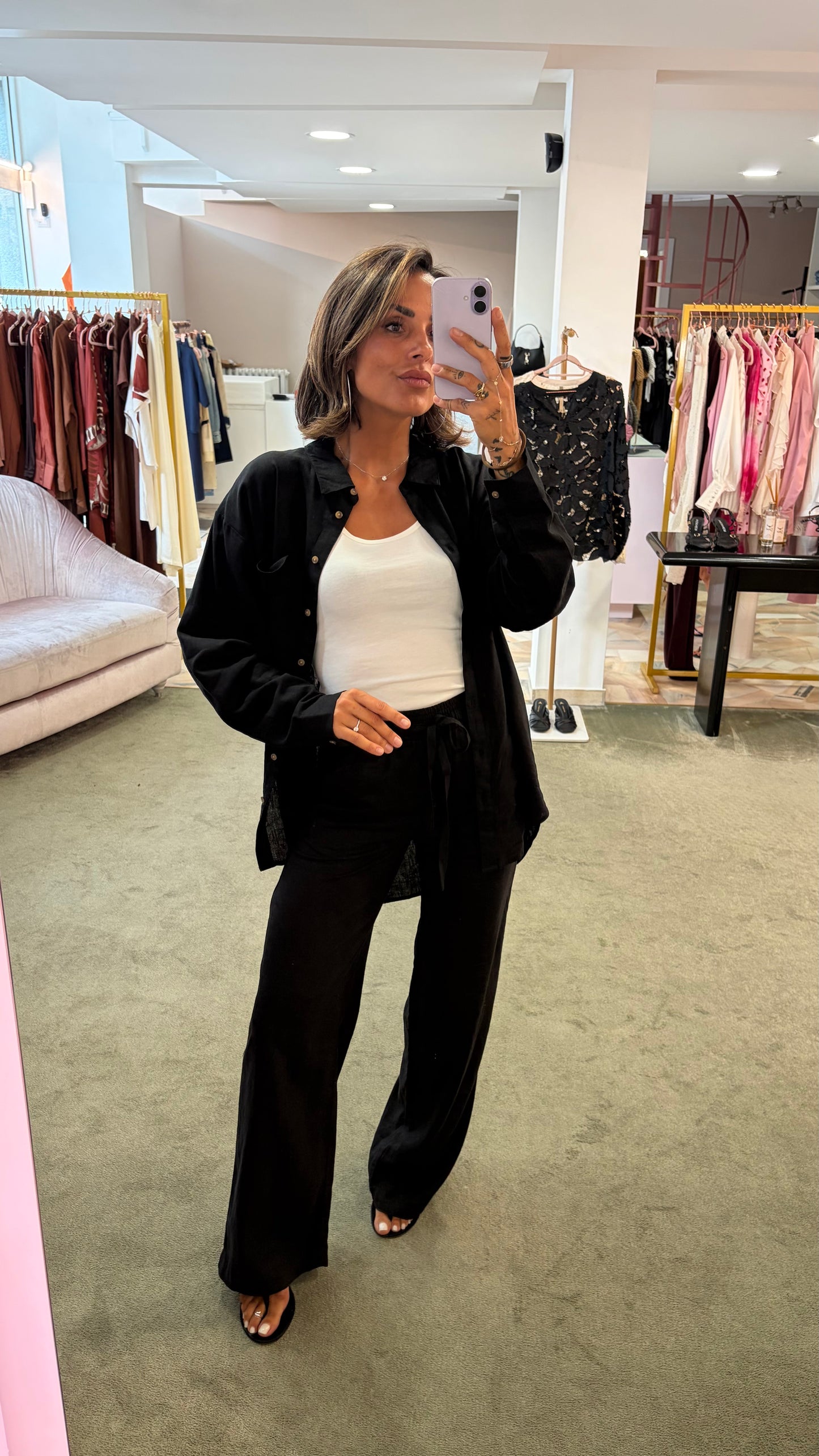 Camicia nera in lino sy
