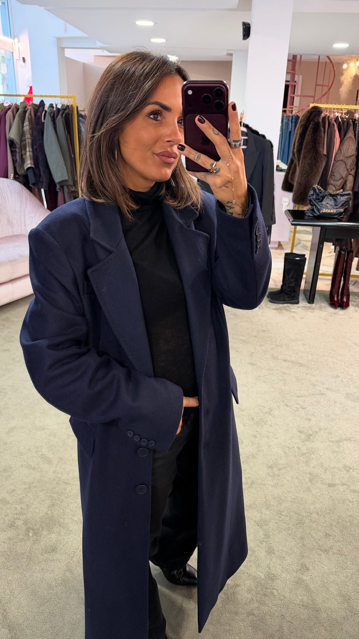 Cappotto blu notte monopetto over Mar de Margaritas