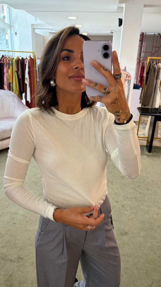 T-shirt manja crema manica lunga sl