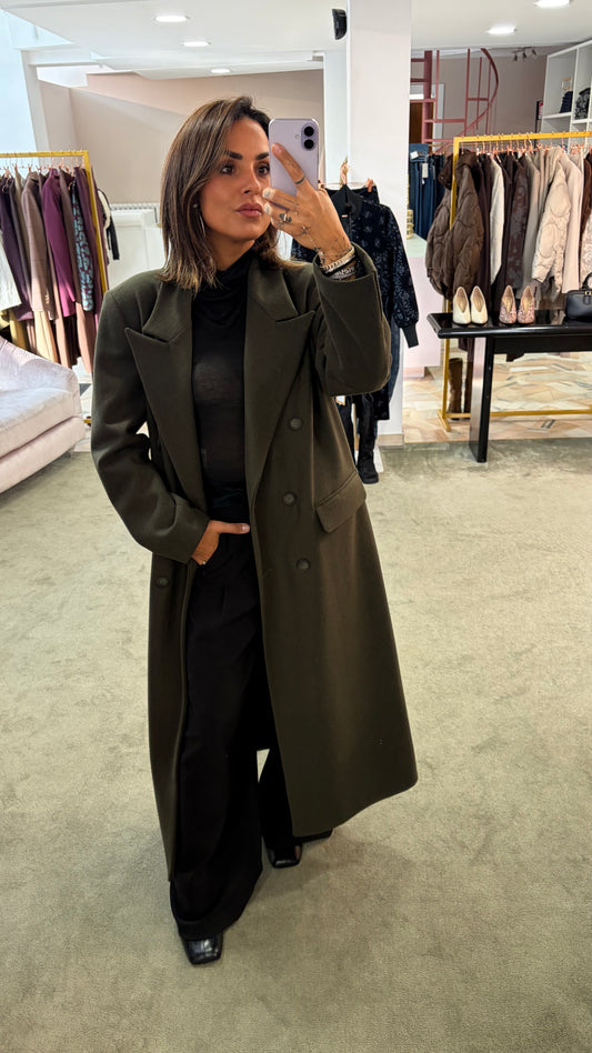 Cappotto lungo verde bosco doppiopetto Actualee