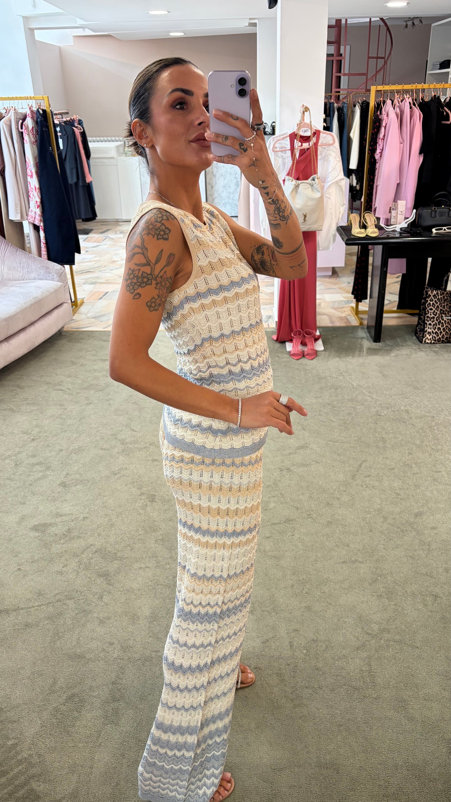 Pantaloni missoni vibes azzurro e beige bj