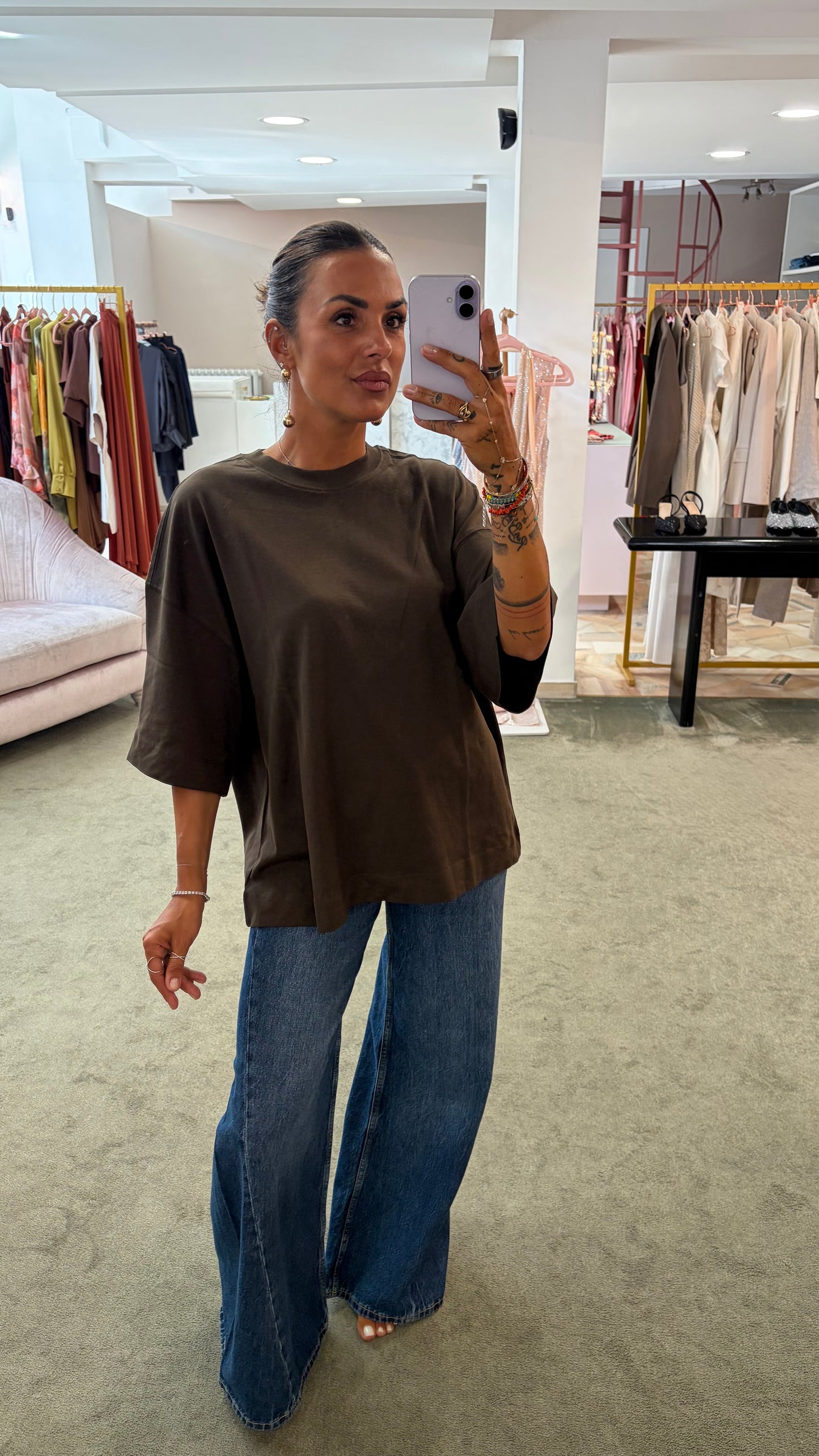 T-shirt marrone over sl