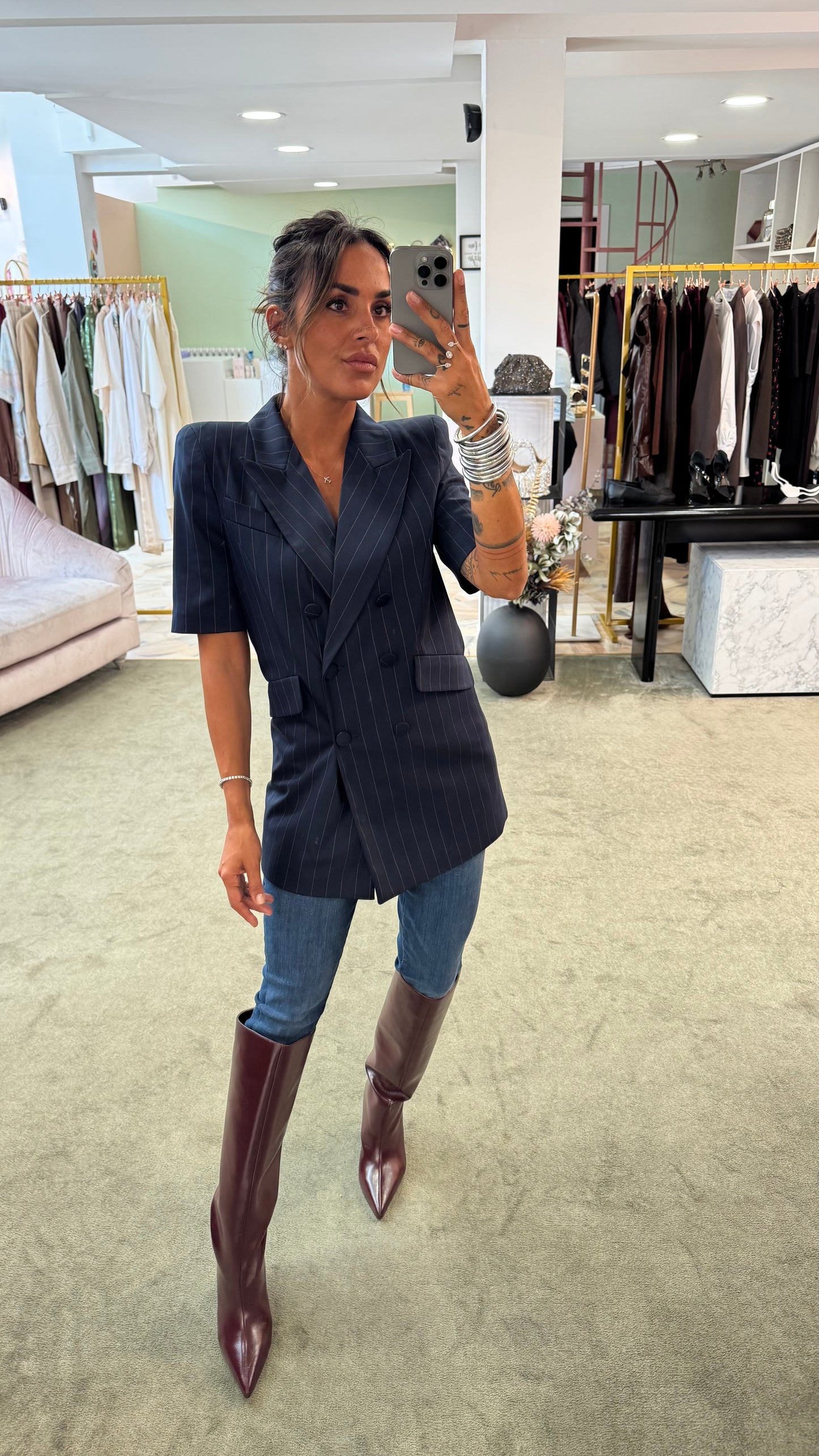 Jeans bootcut denim scuro elasticizzato fr
