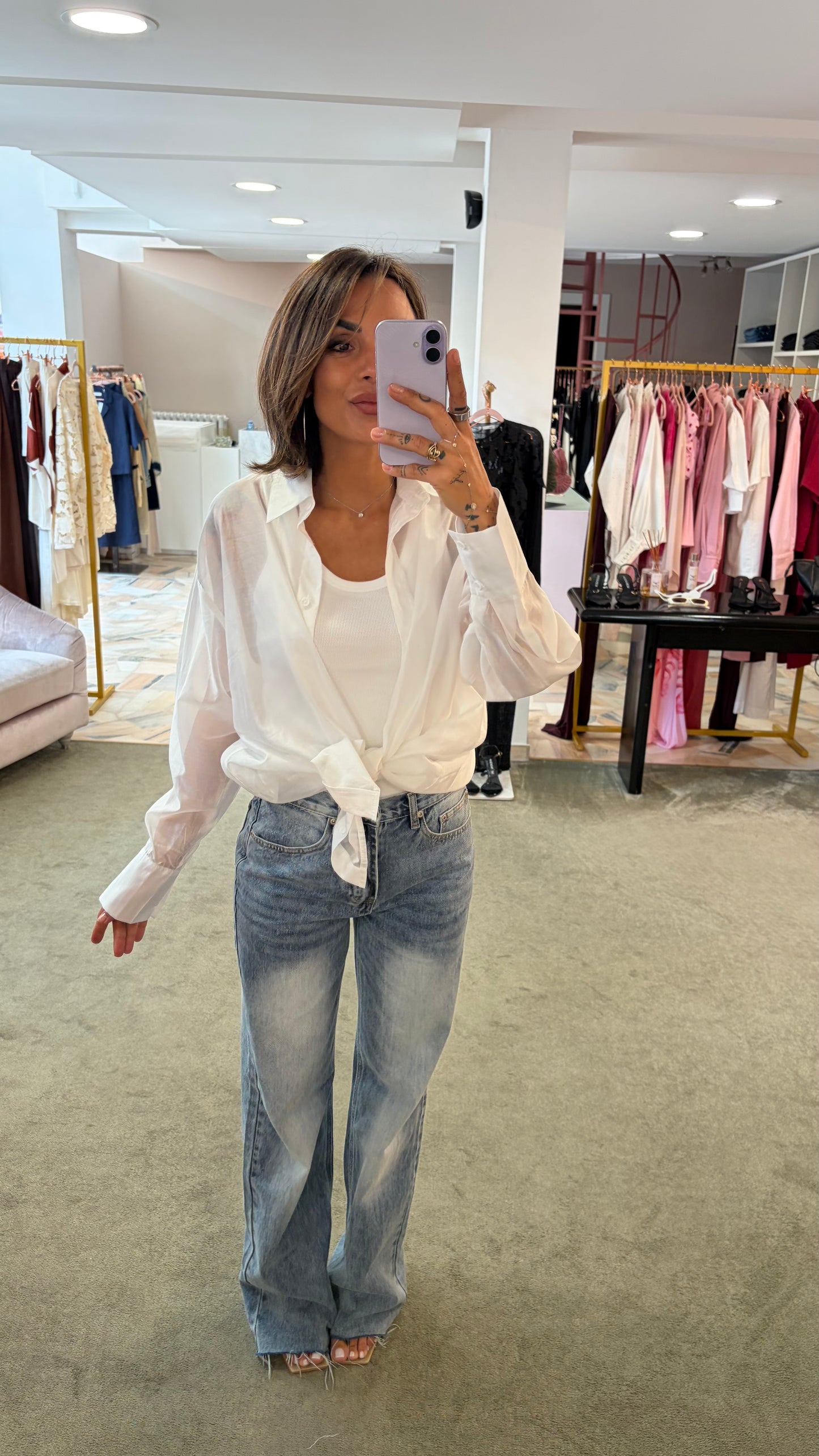 Camicia over bianca trasparente gl