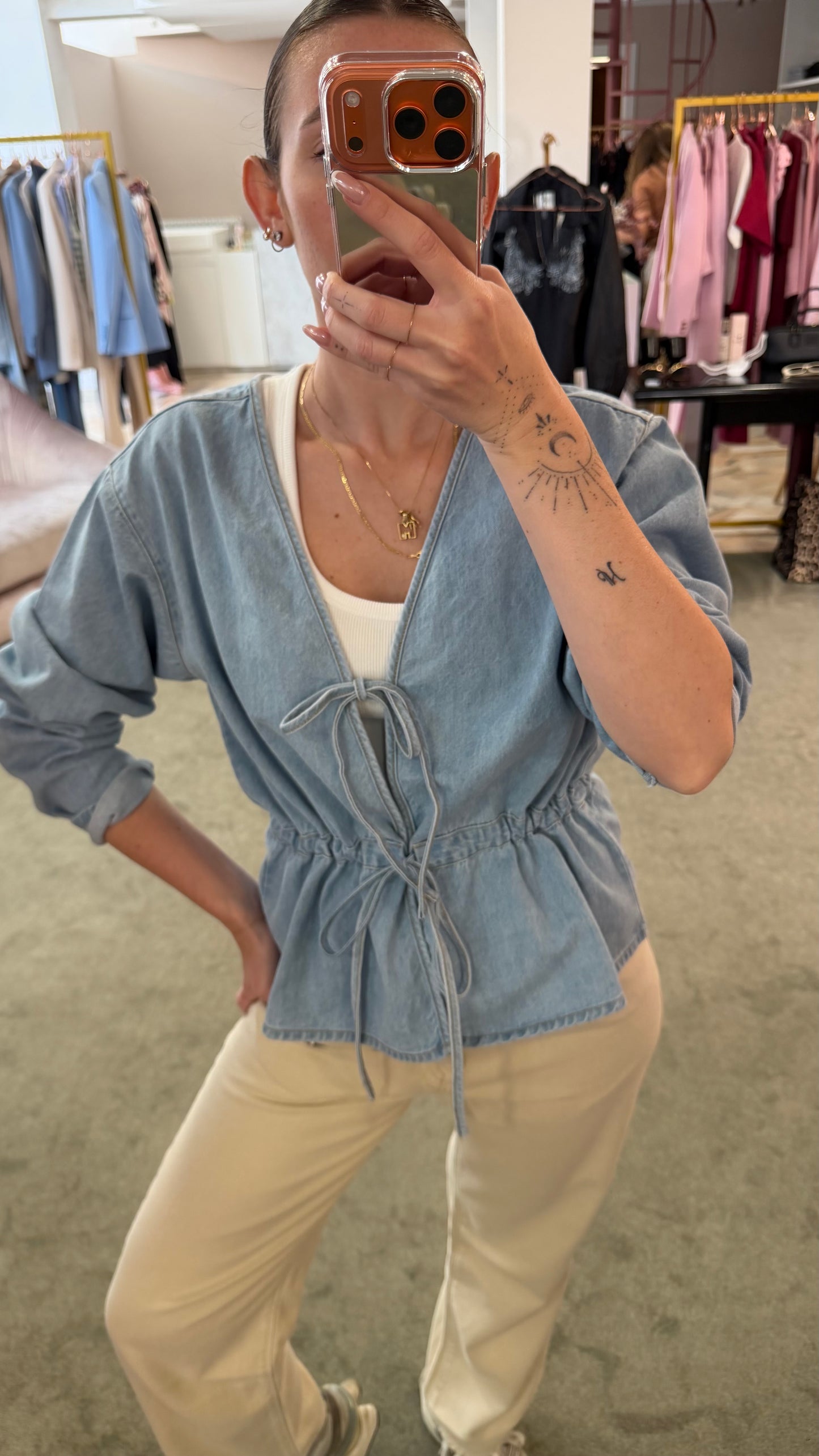 Camicia giacchino  in jeans con fiocchi jx