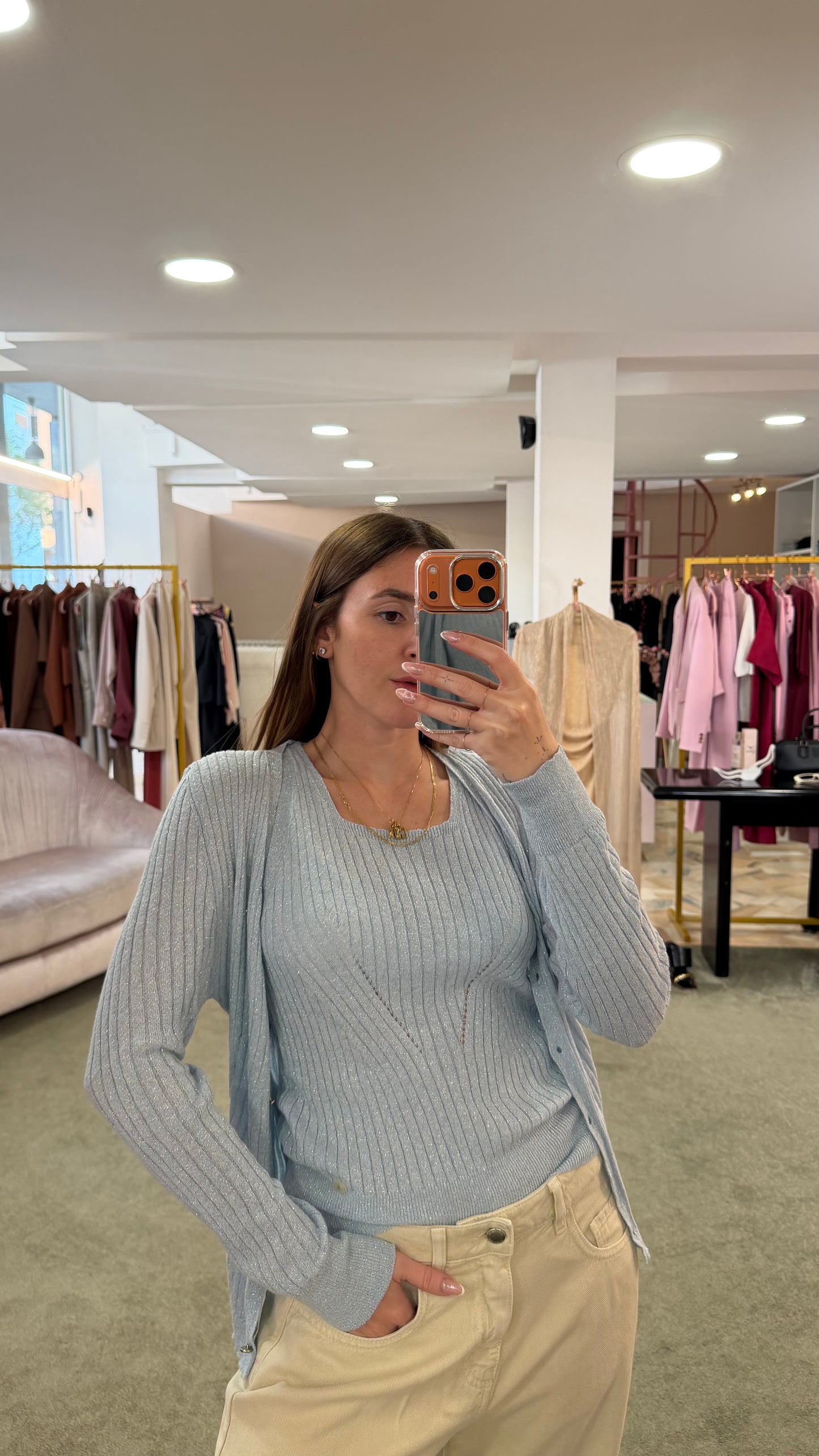 Cardigan azzurro lurex glp