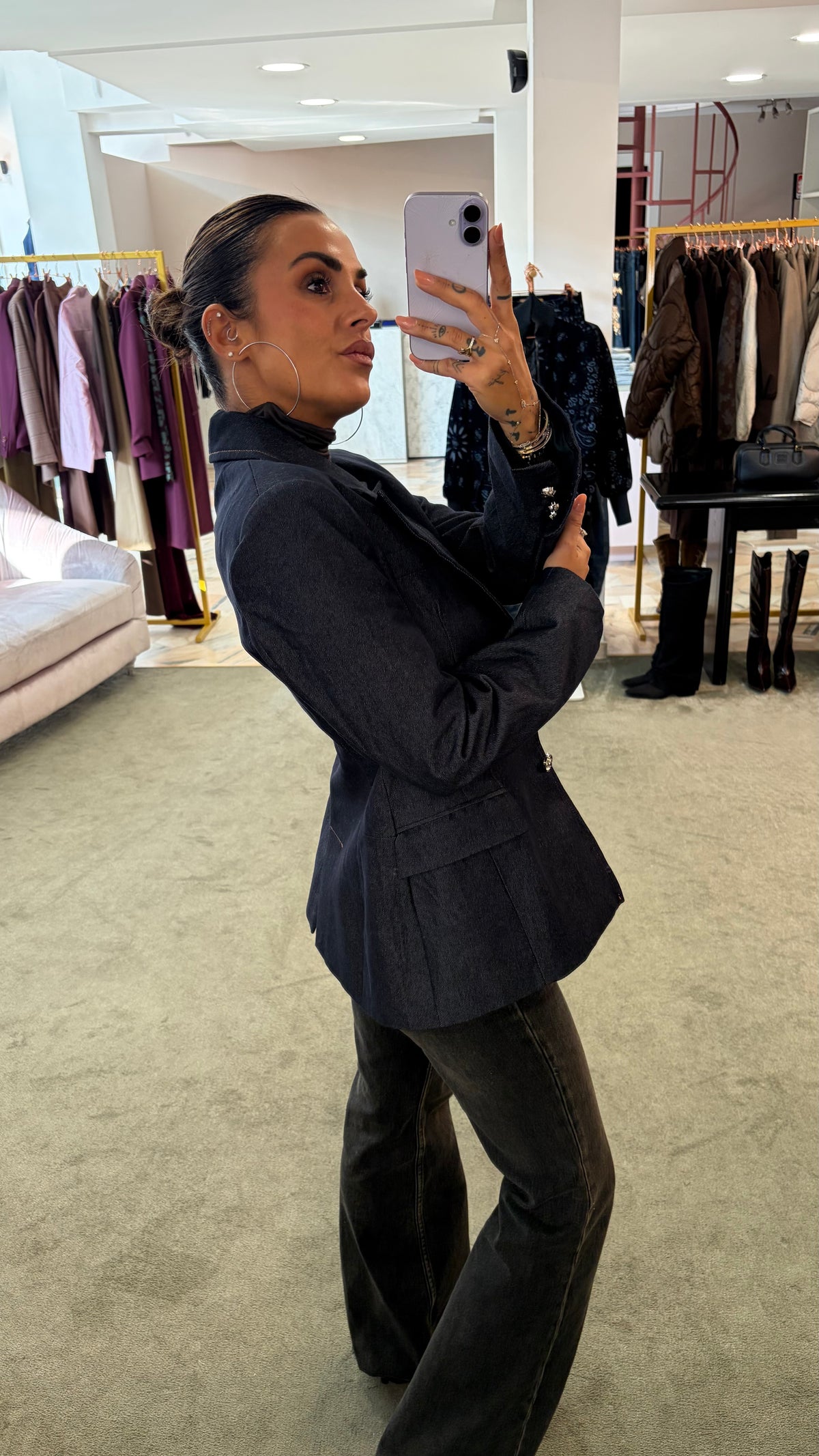 Blazer in denim scuro slim strutturato gl