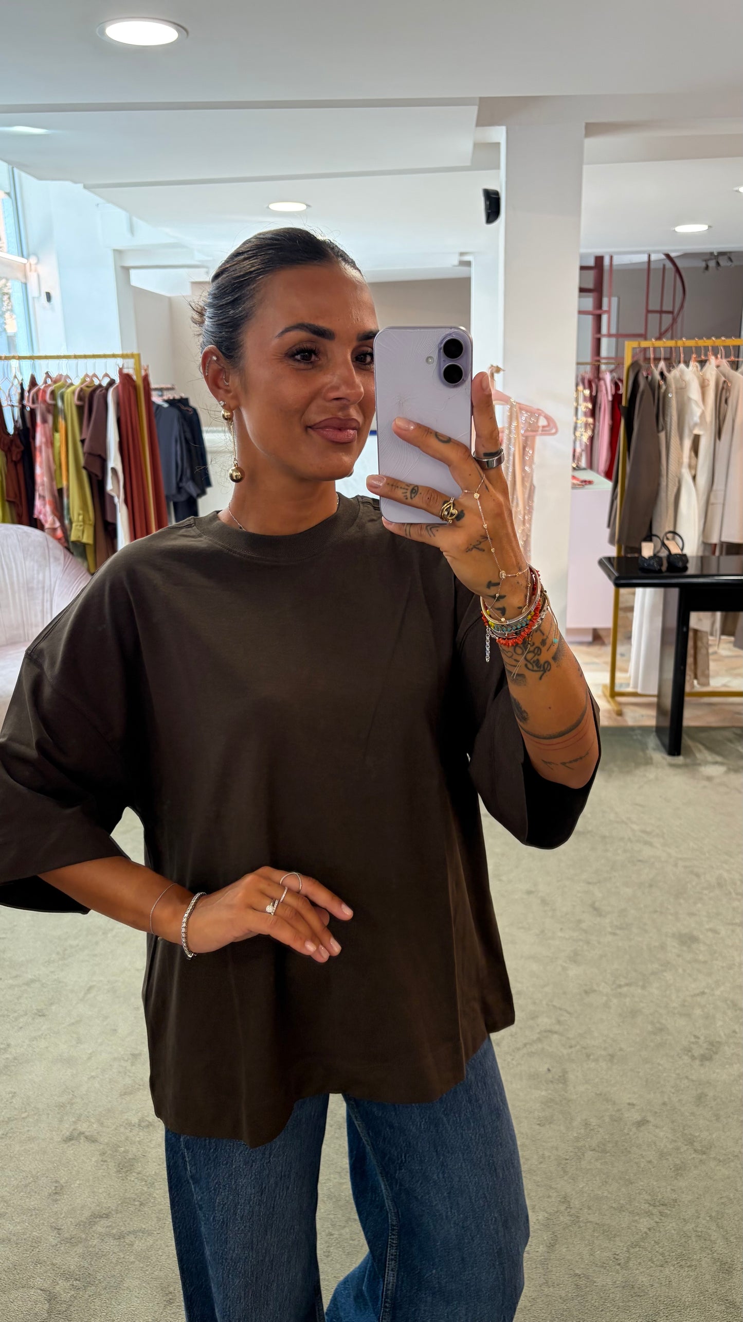 T-shirt marrone over sl
