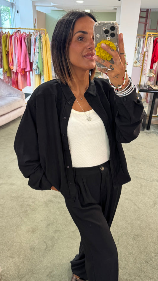 Camicia nera in viscosa  sy