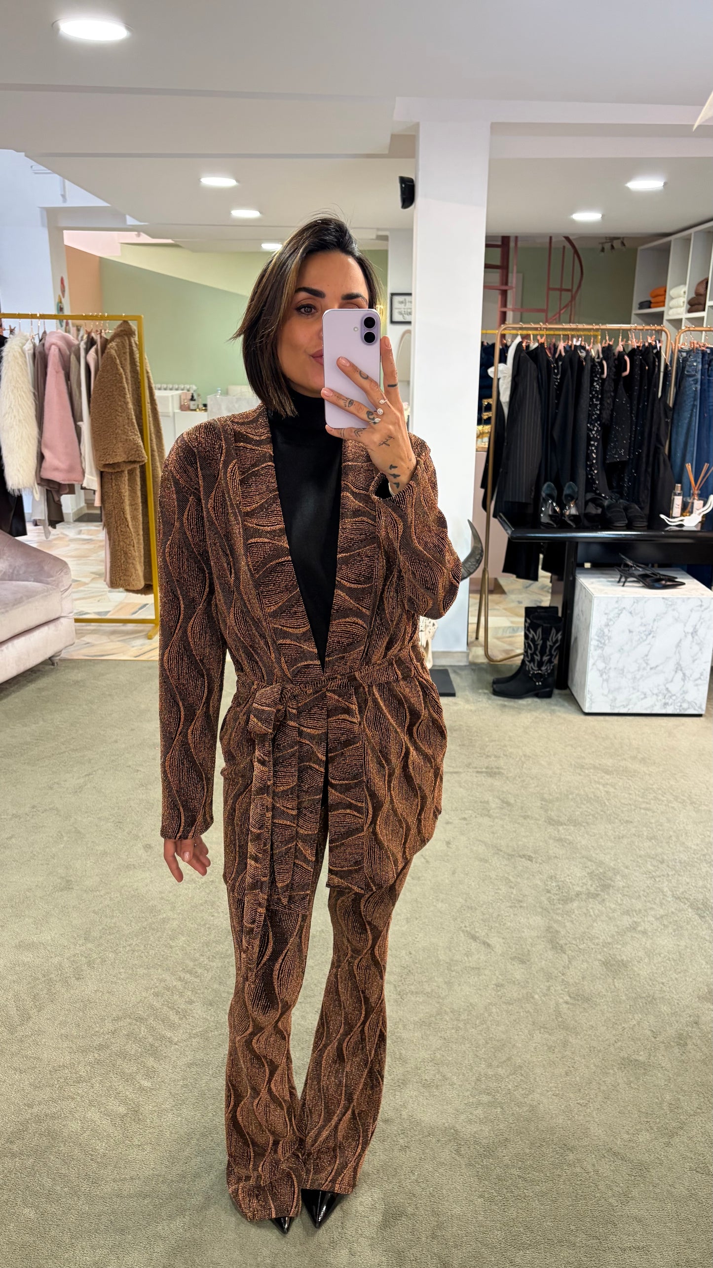 Cardigan fantasia ruggine lurex mq