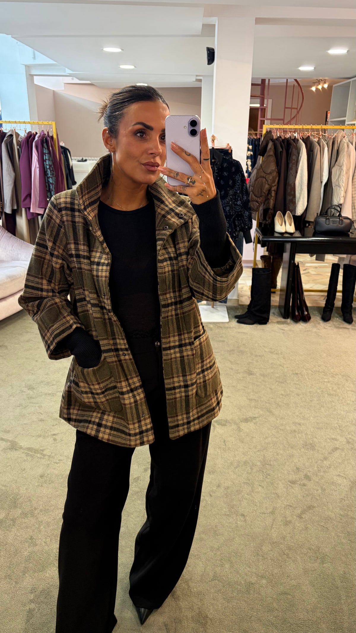 Giacca camicia check marrone sy