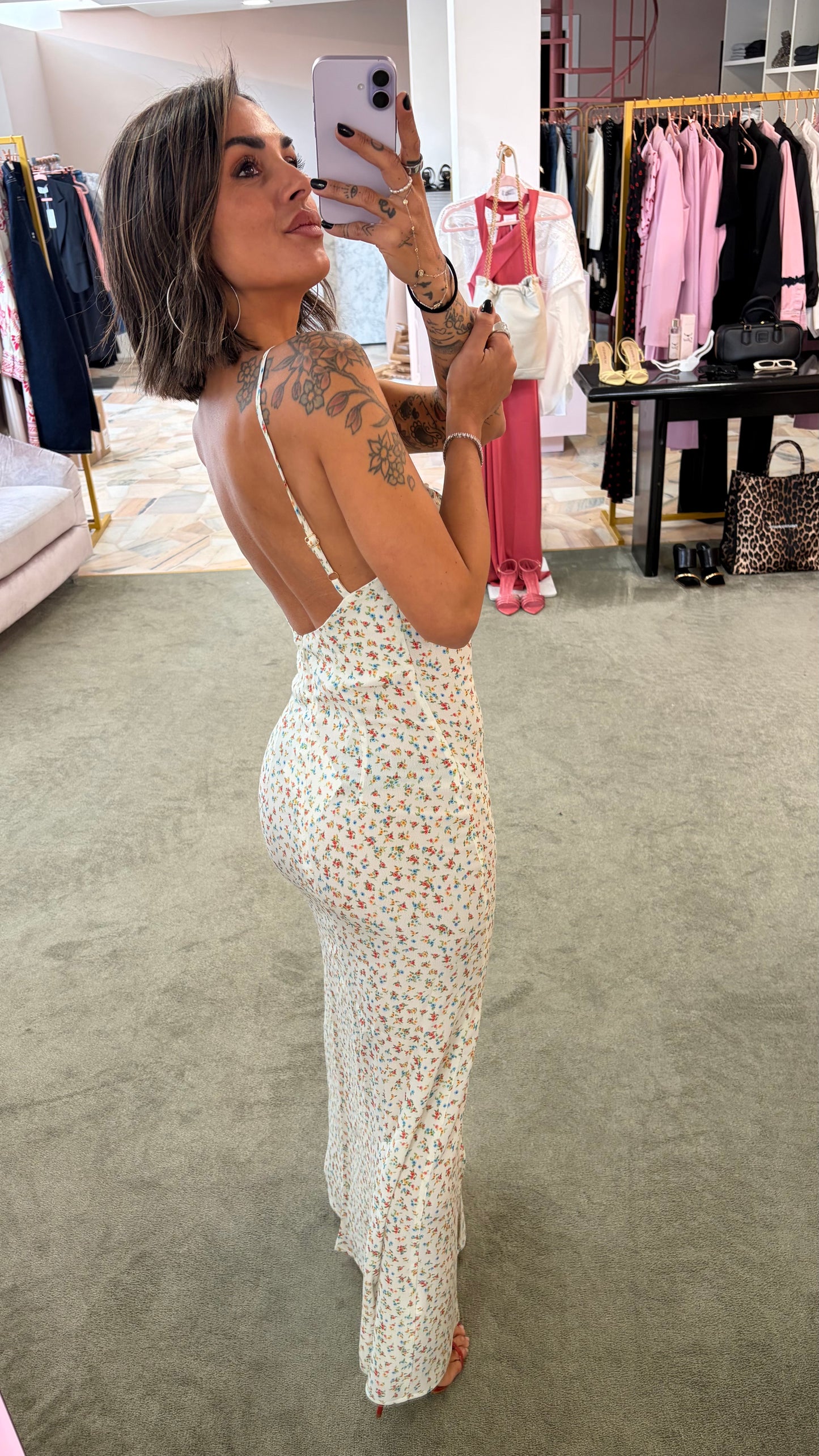 Abito riley lungo MAR DE MARGARITAS panna con fiorellini