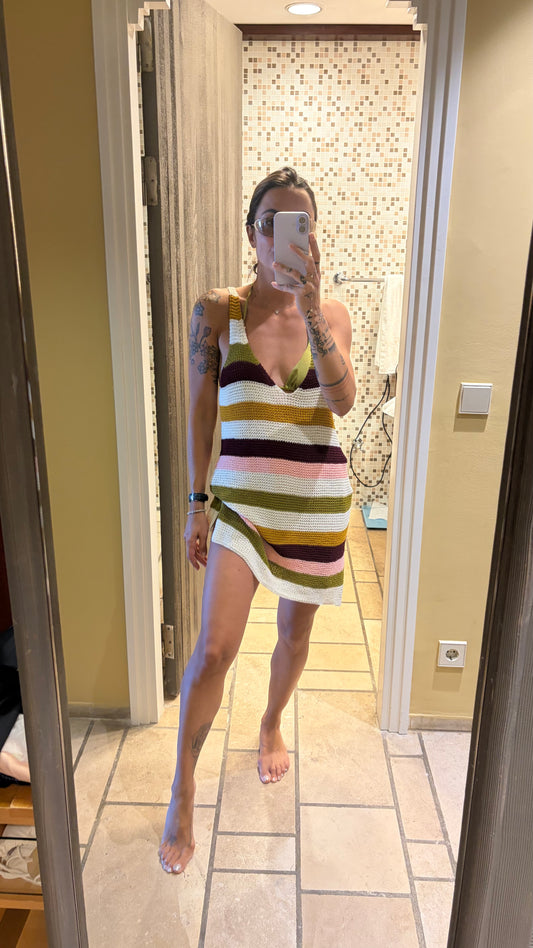 Abito multicolor a righe in maglia Me Fui