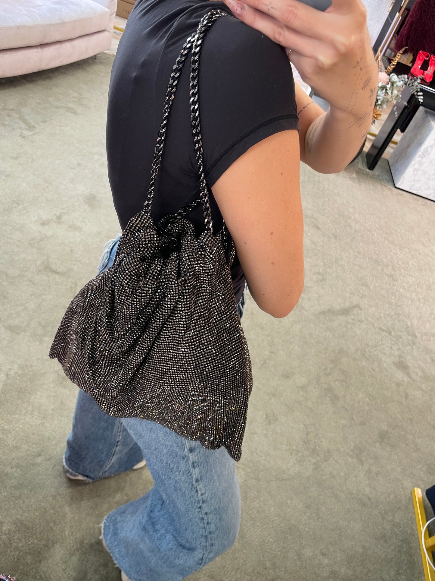 Borsa sacchetto bahira grigia crystal