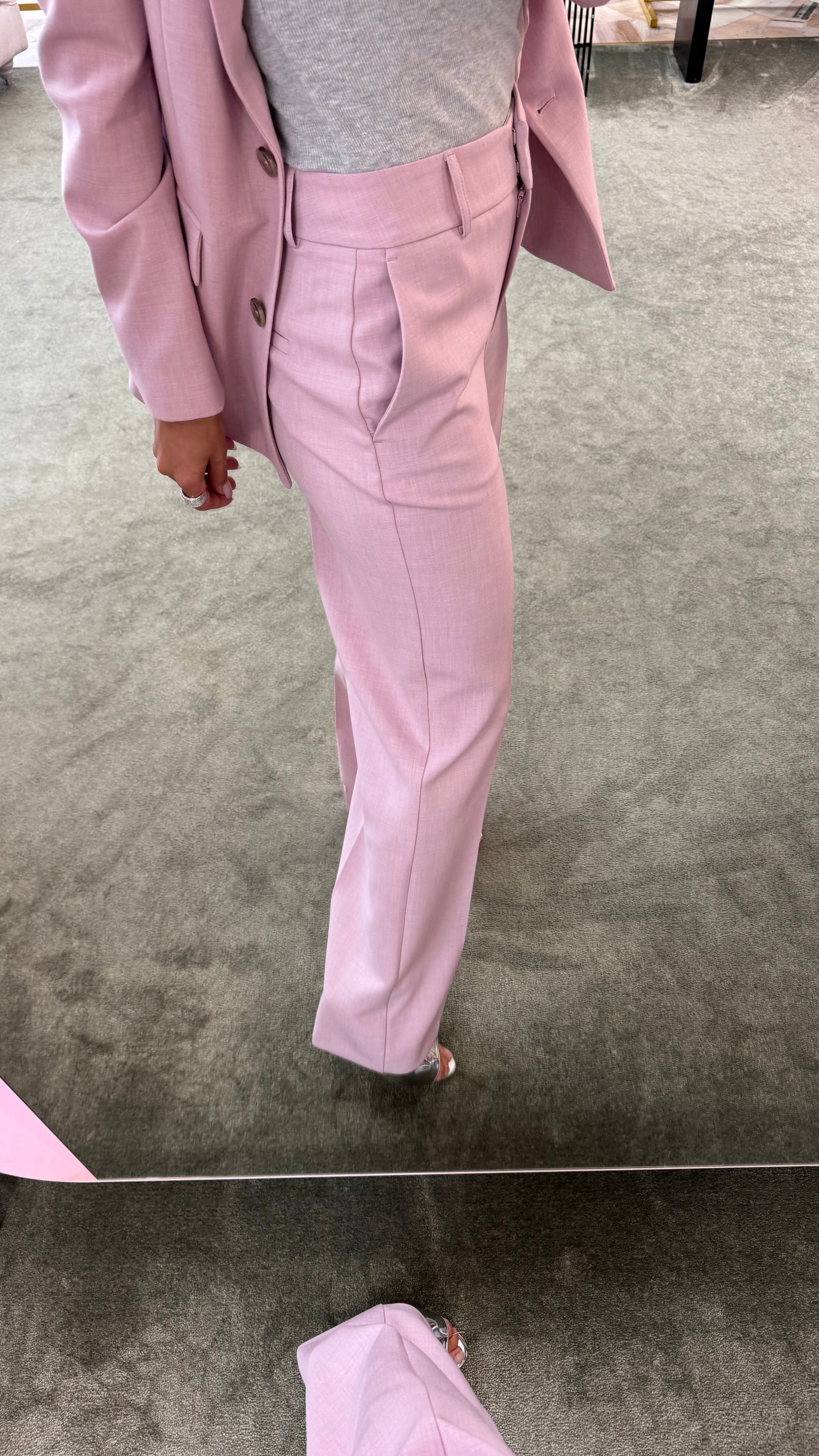 Pantaloni rosa malva melange dritto sl