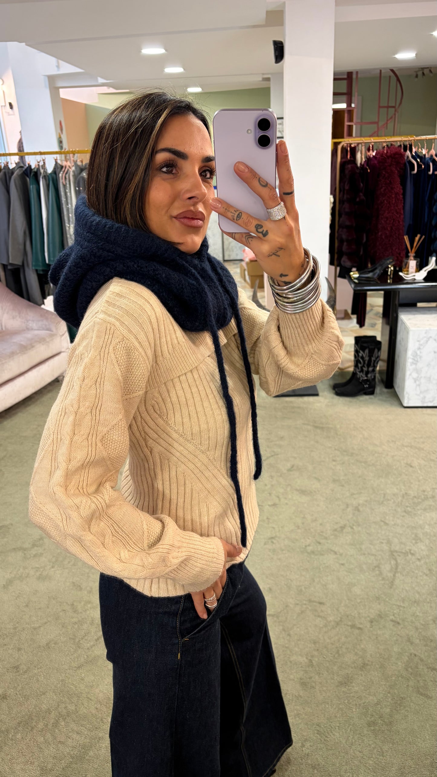 Balaclava blu navy a costine