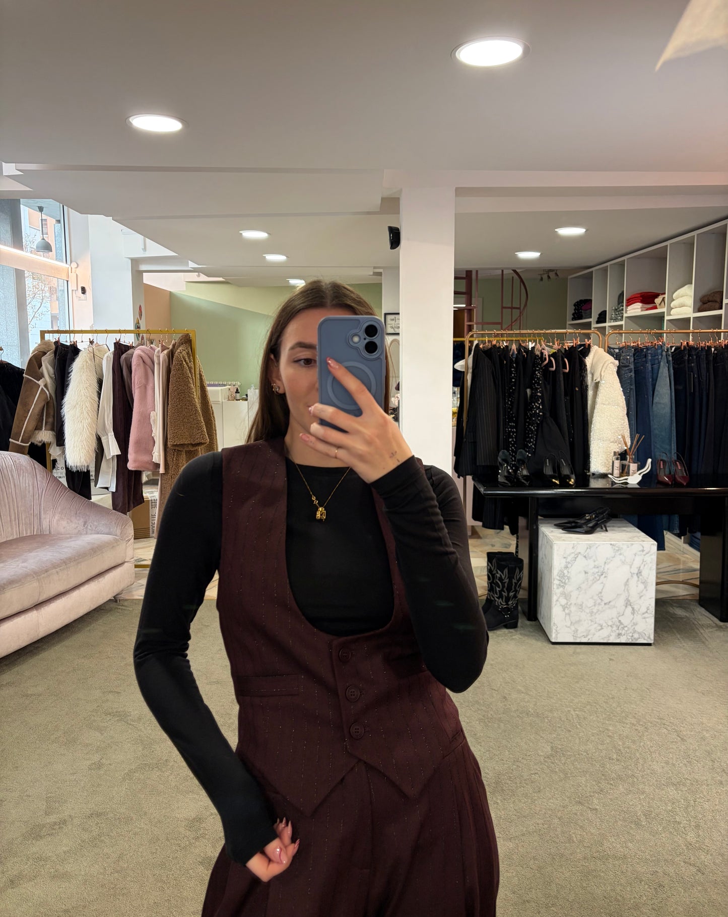 Gilet agata MAR DE MARGARITAS bordeaux gessato