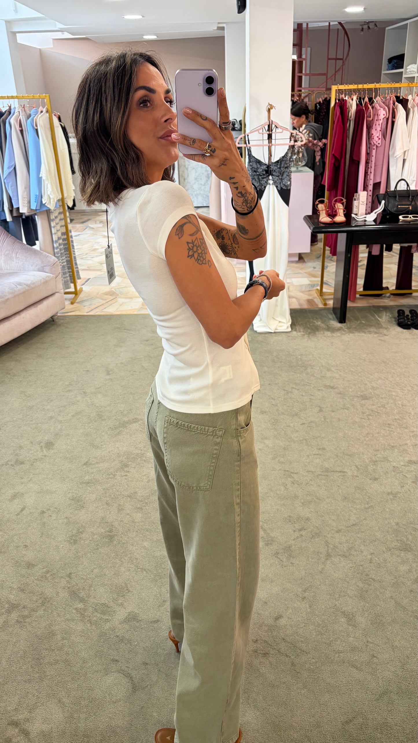 Cardigan t-shirt bianco con bottoncini gl
