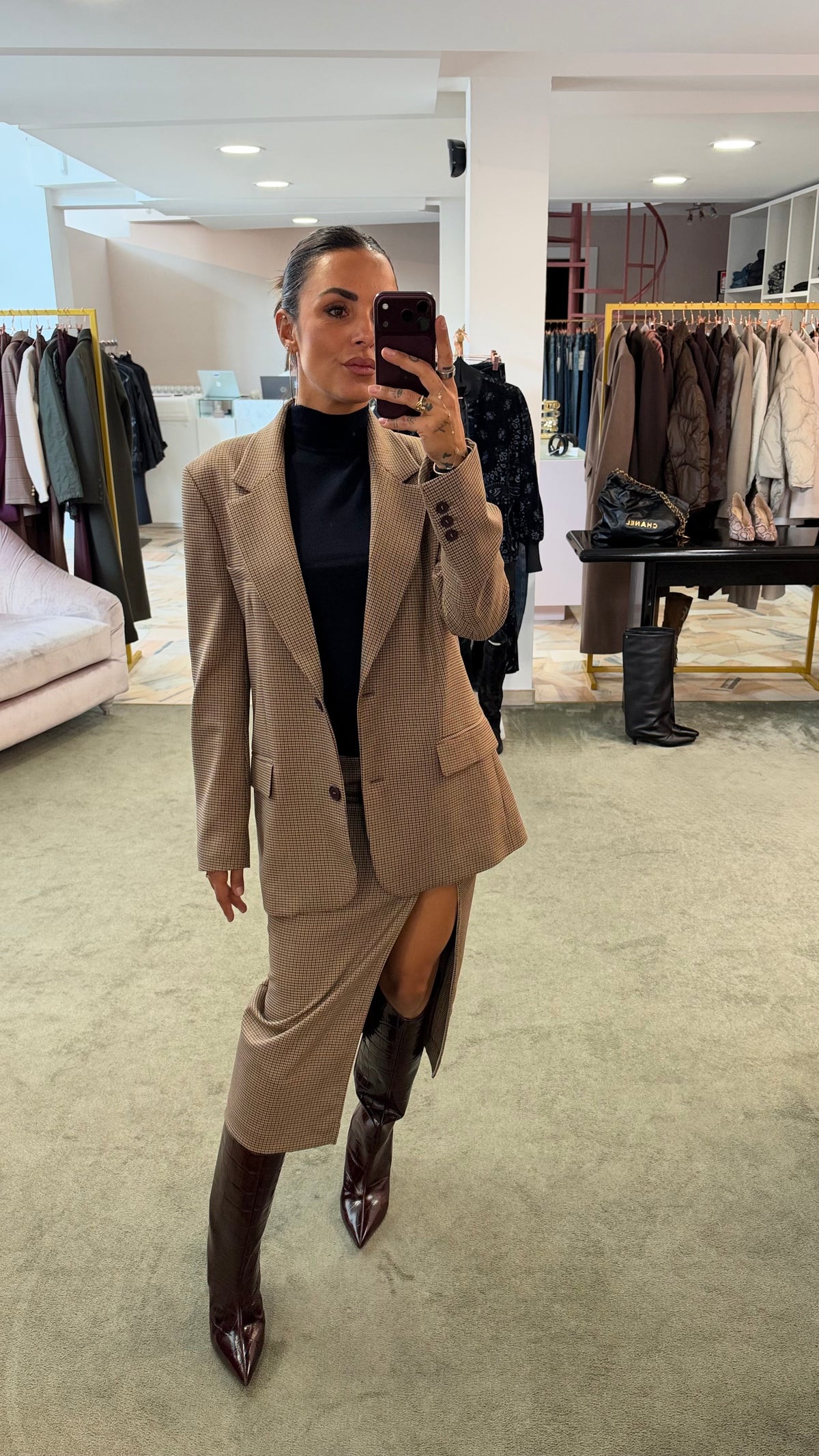 Blazer check marrone Mar de Margaritas monopetto