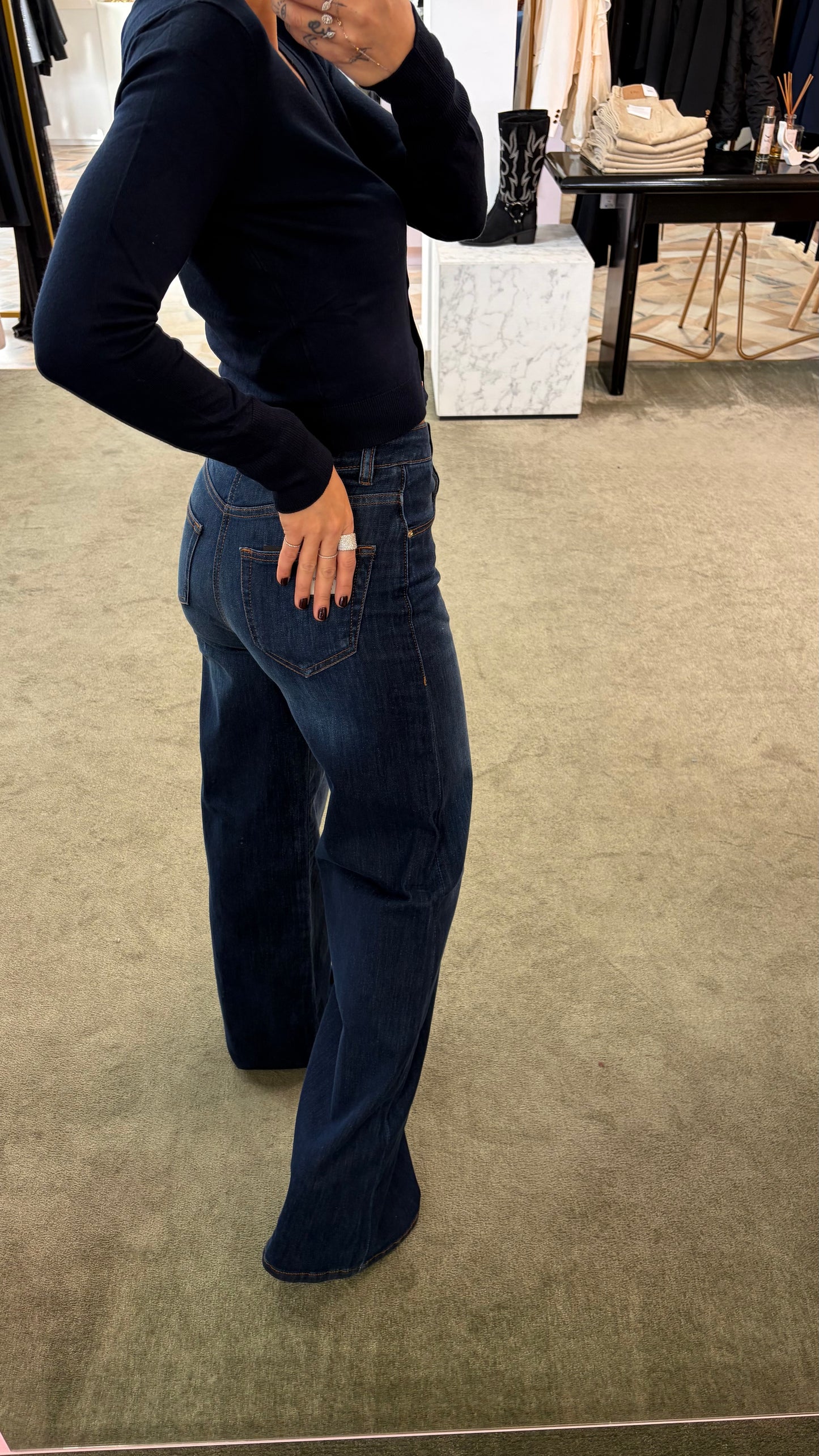 Jeans wide leg denim scuro elasticizzato fr pe26
