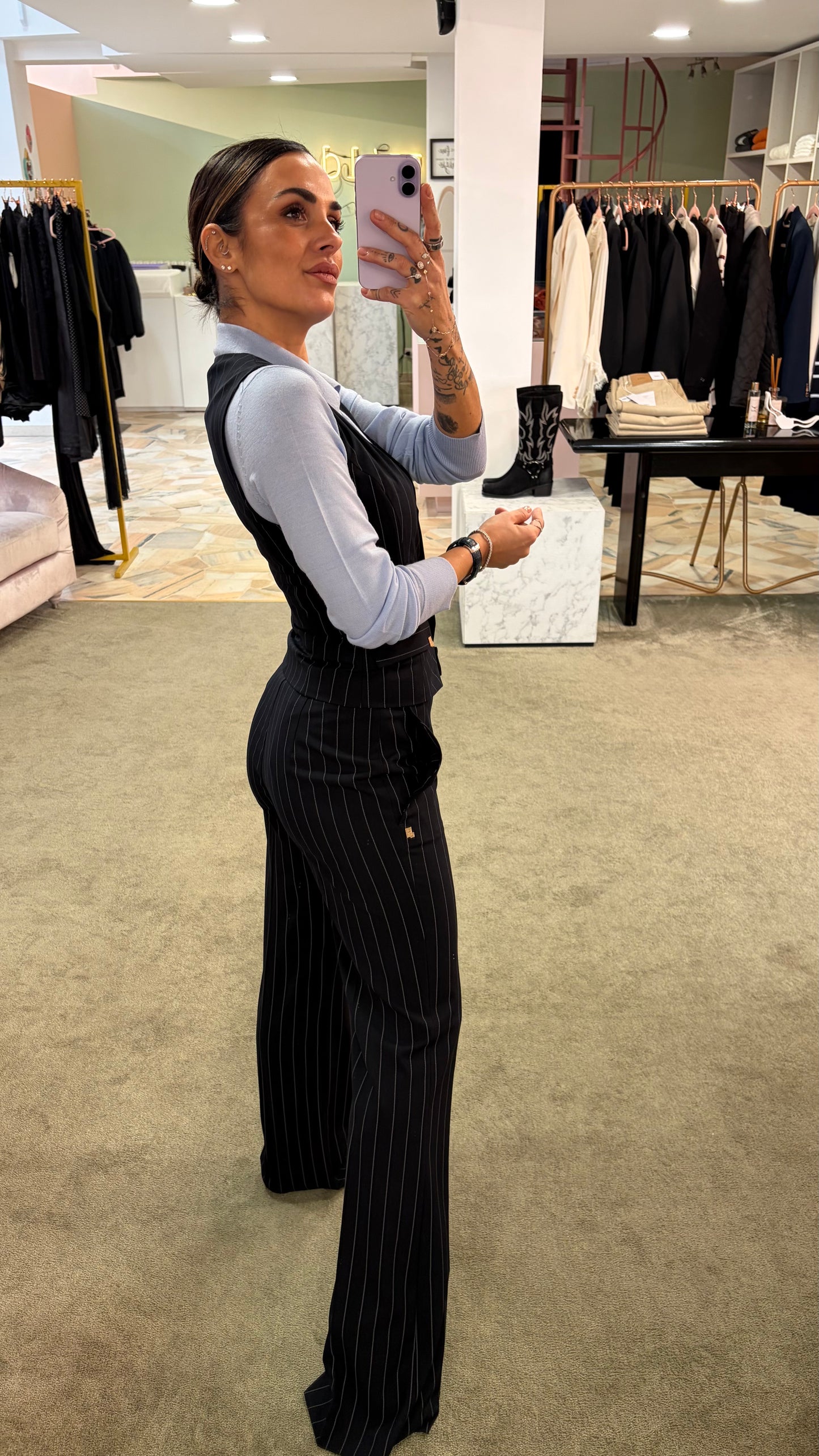 Gilet blu notte Hinnominate gessato