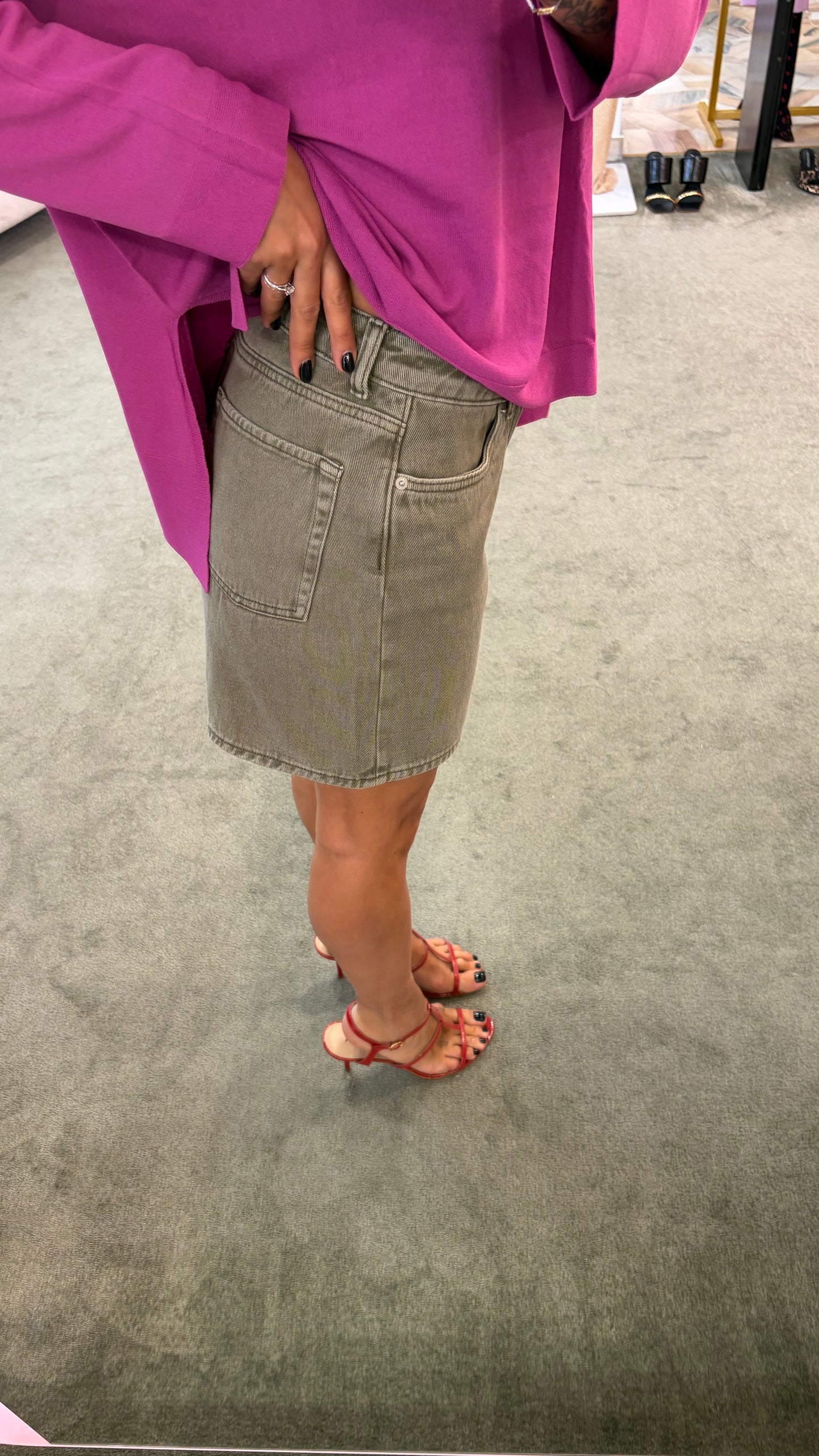 Shorts verde militare in denim jx