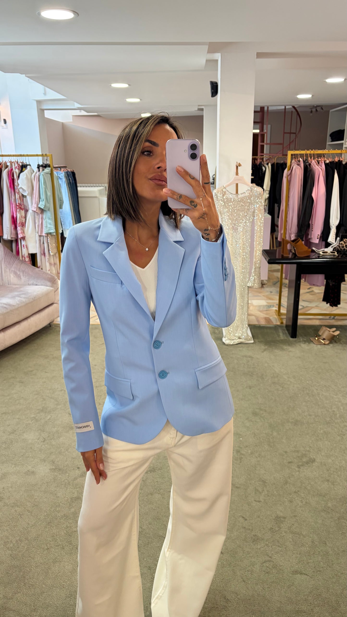 Blazer azzurro slim monopetto due bottoni Hinnominate