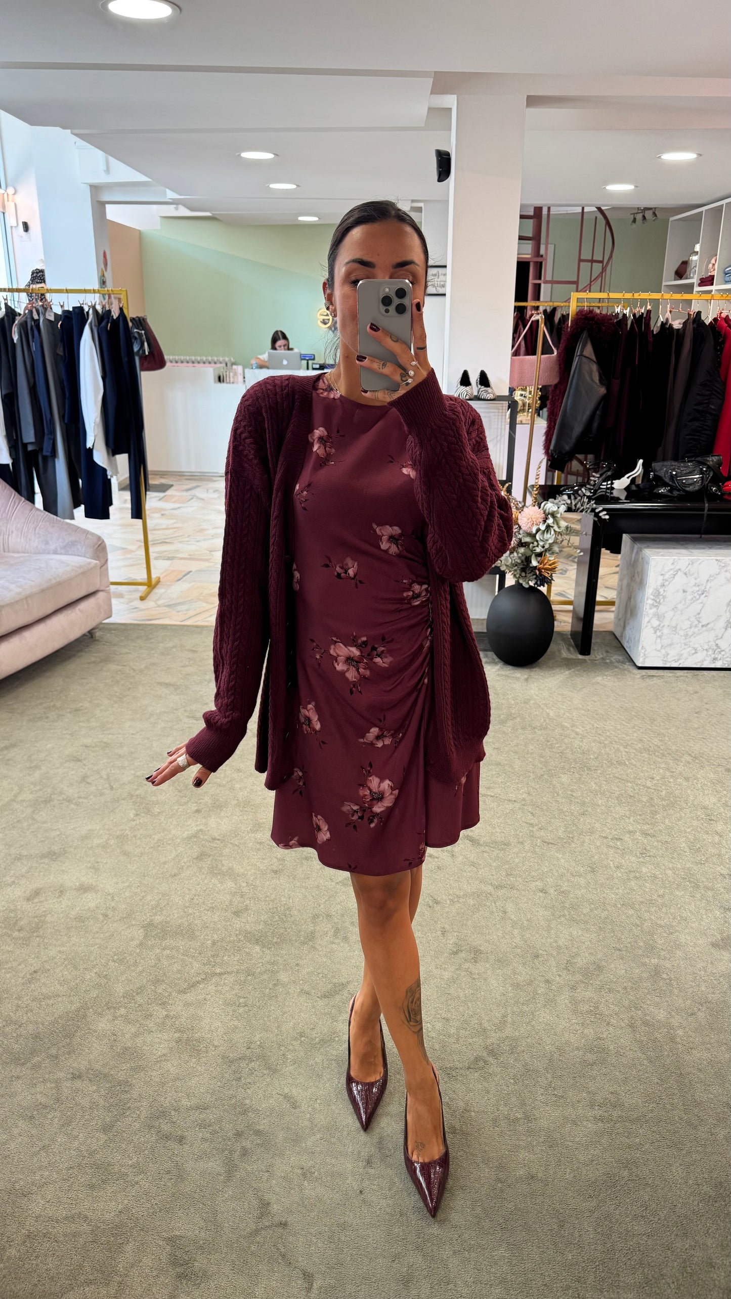 Cardigan a trecce MAR DE MARGARITAS bordeaux