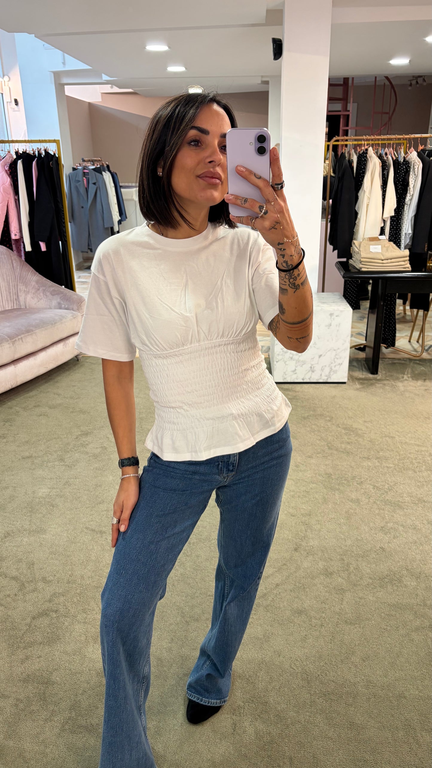 T-shirt bianca bustier jx