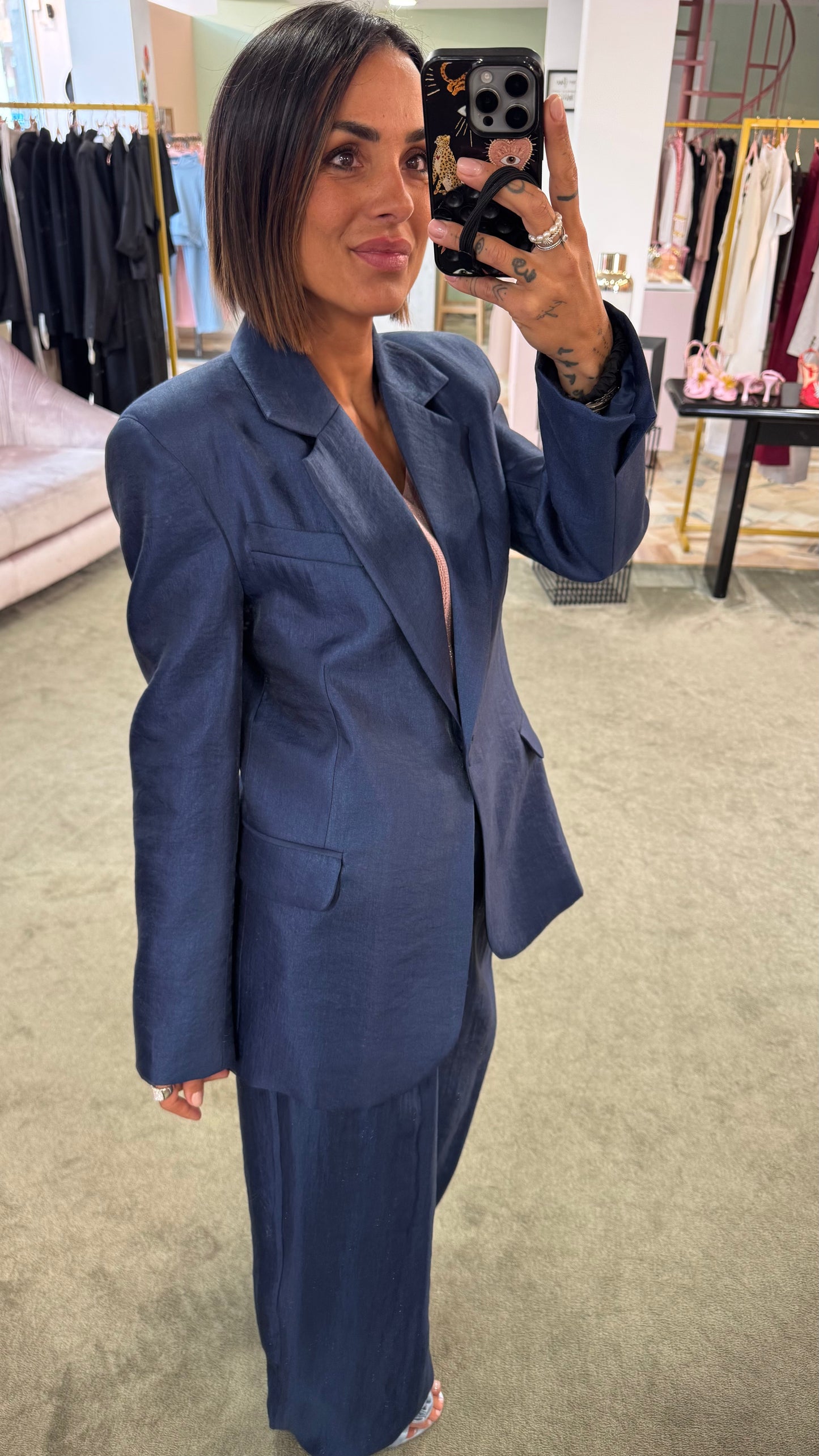 Blazer blu notte satin lurex Actualee