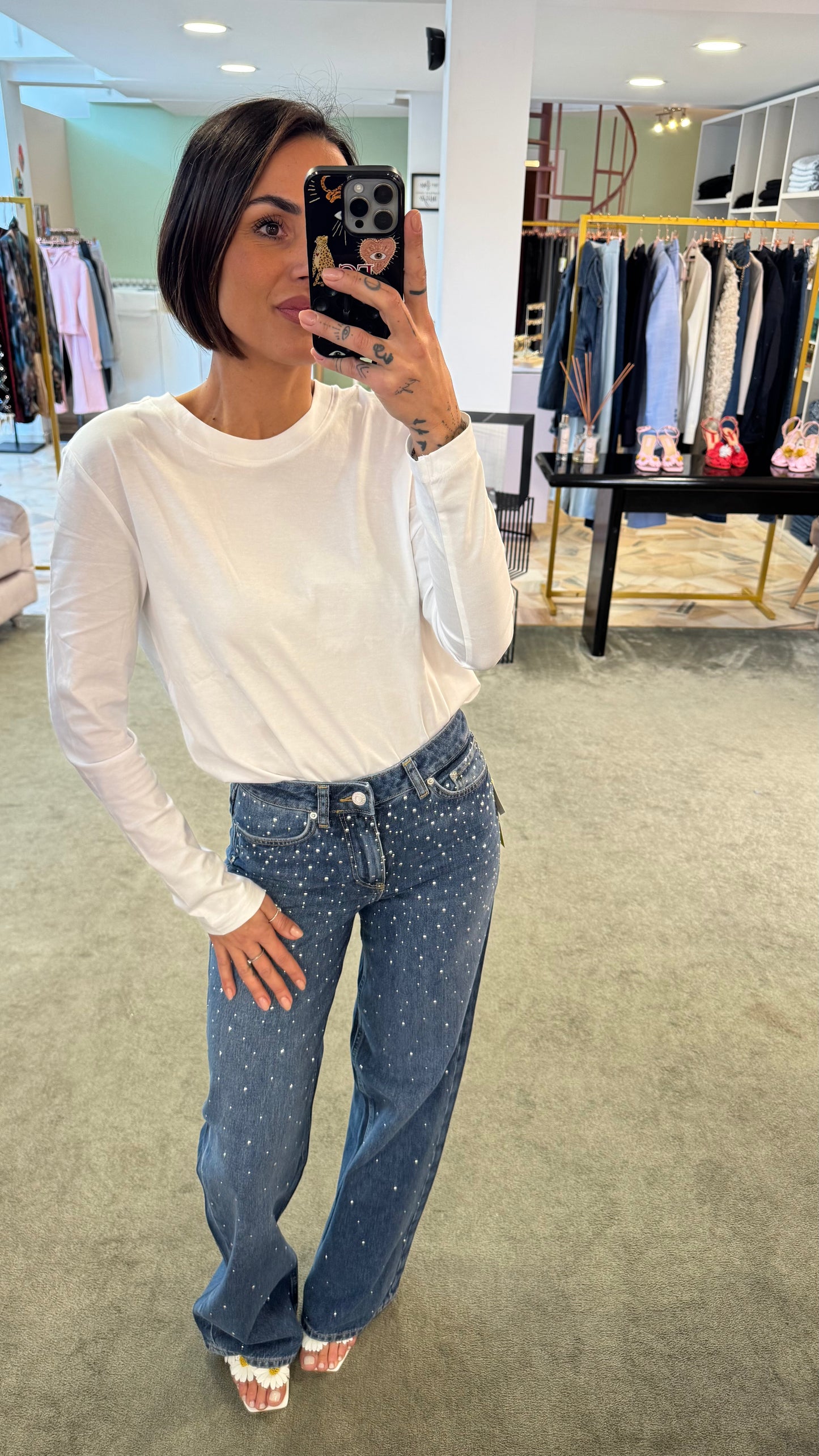 Jeans tokyo wideleg borchie