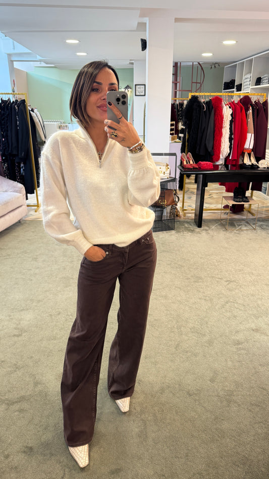 Jeans tokyo wideleg vita bassa cioccolato