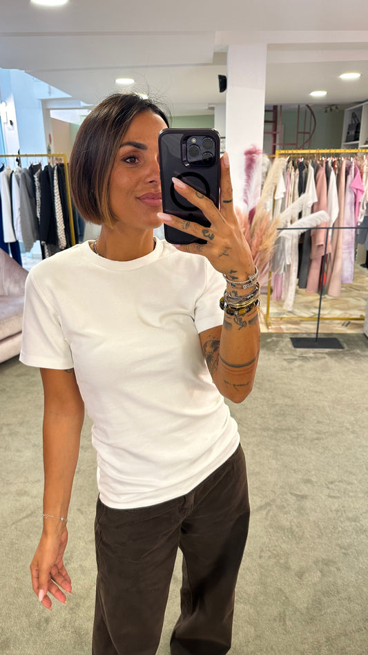 T-shirt belle basica girocollo bianca