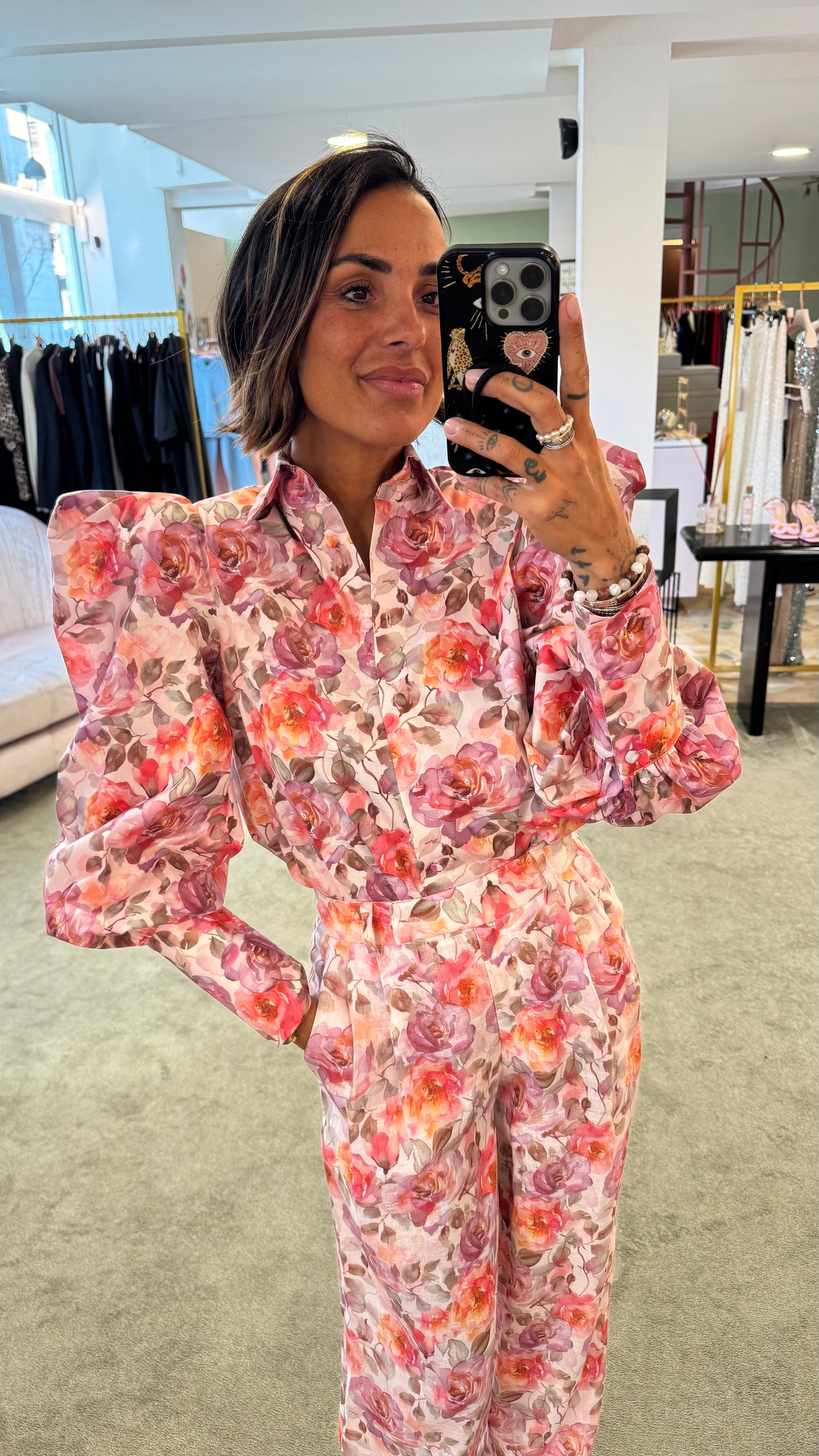 Camicia fantasia fiori rosa Actualee