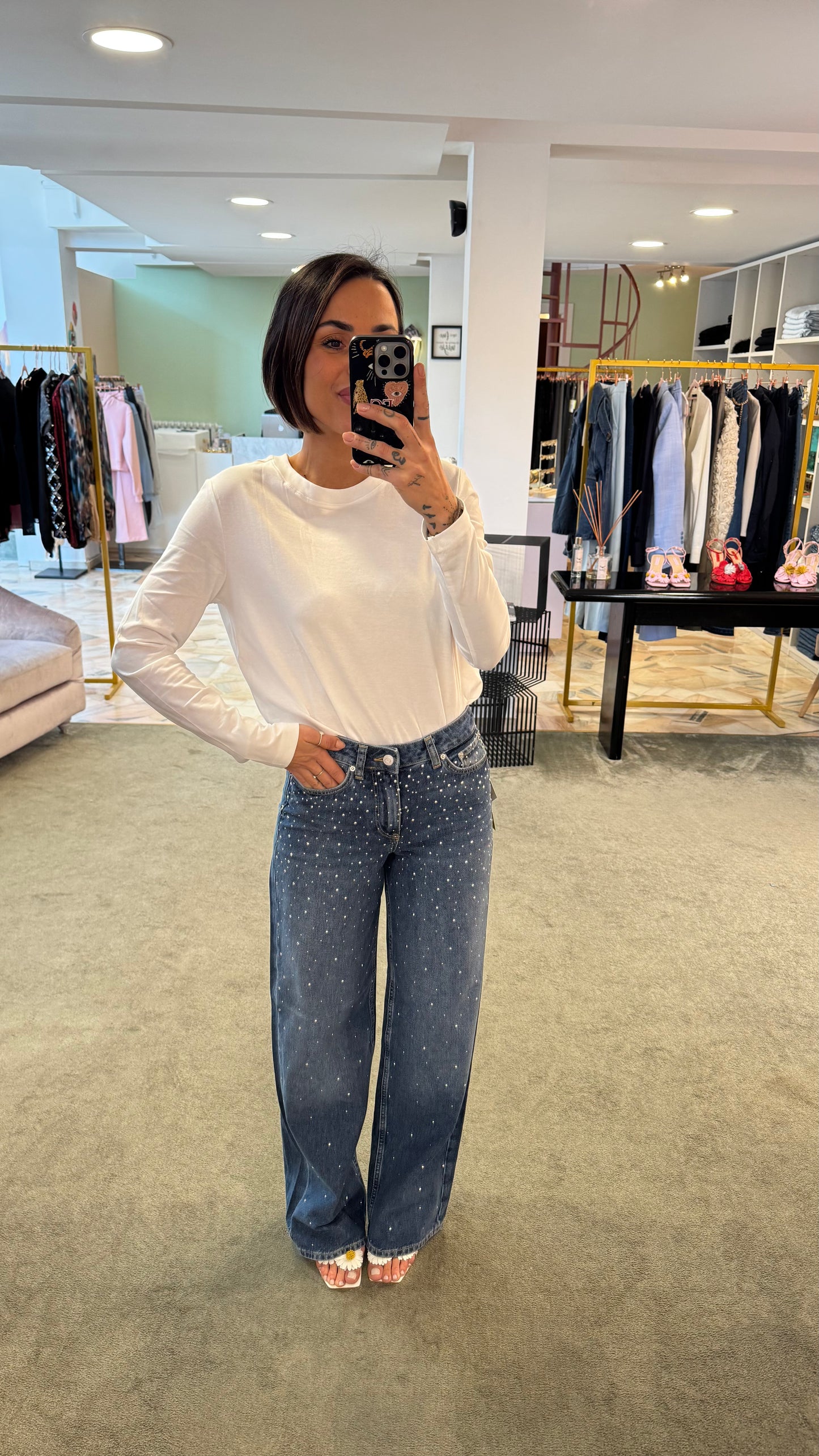 Jeans tokyo wideleg borchie