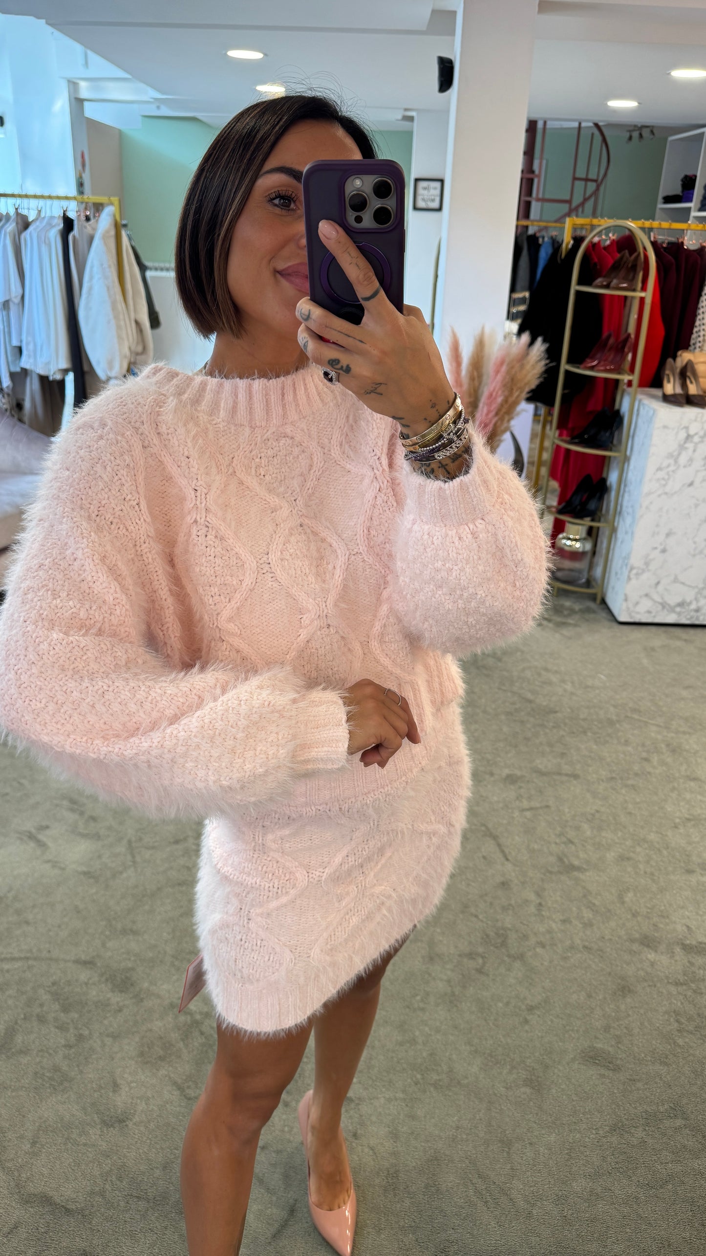 Minigonna teddy rosa chiaro