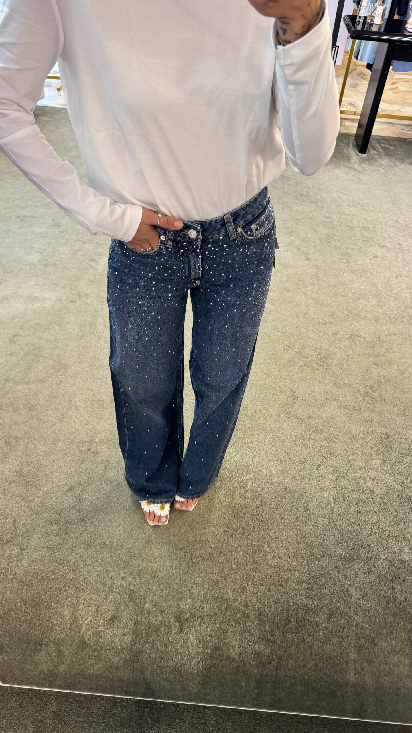 Jeans tokyo wideleg borchie