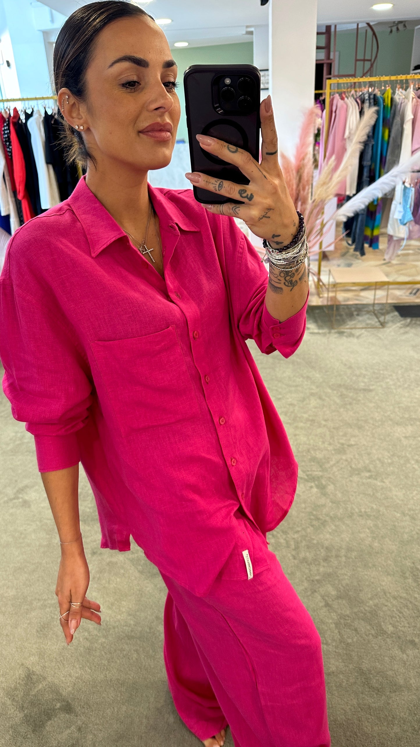 Camicia fucsia hinnominate in lino