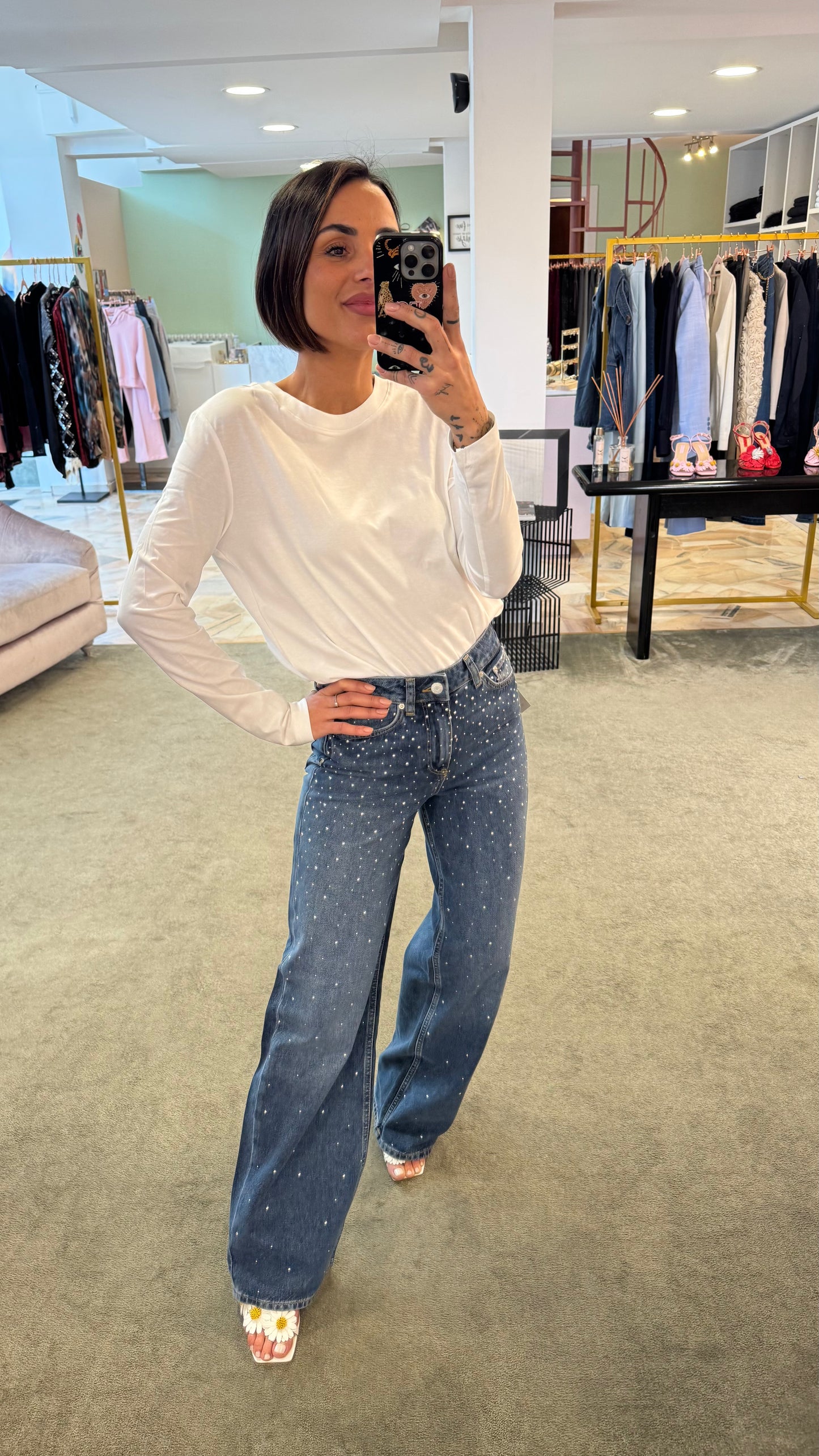 Jeans tokyo wideleg borchie