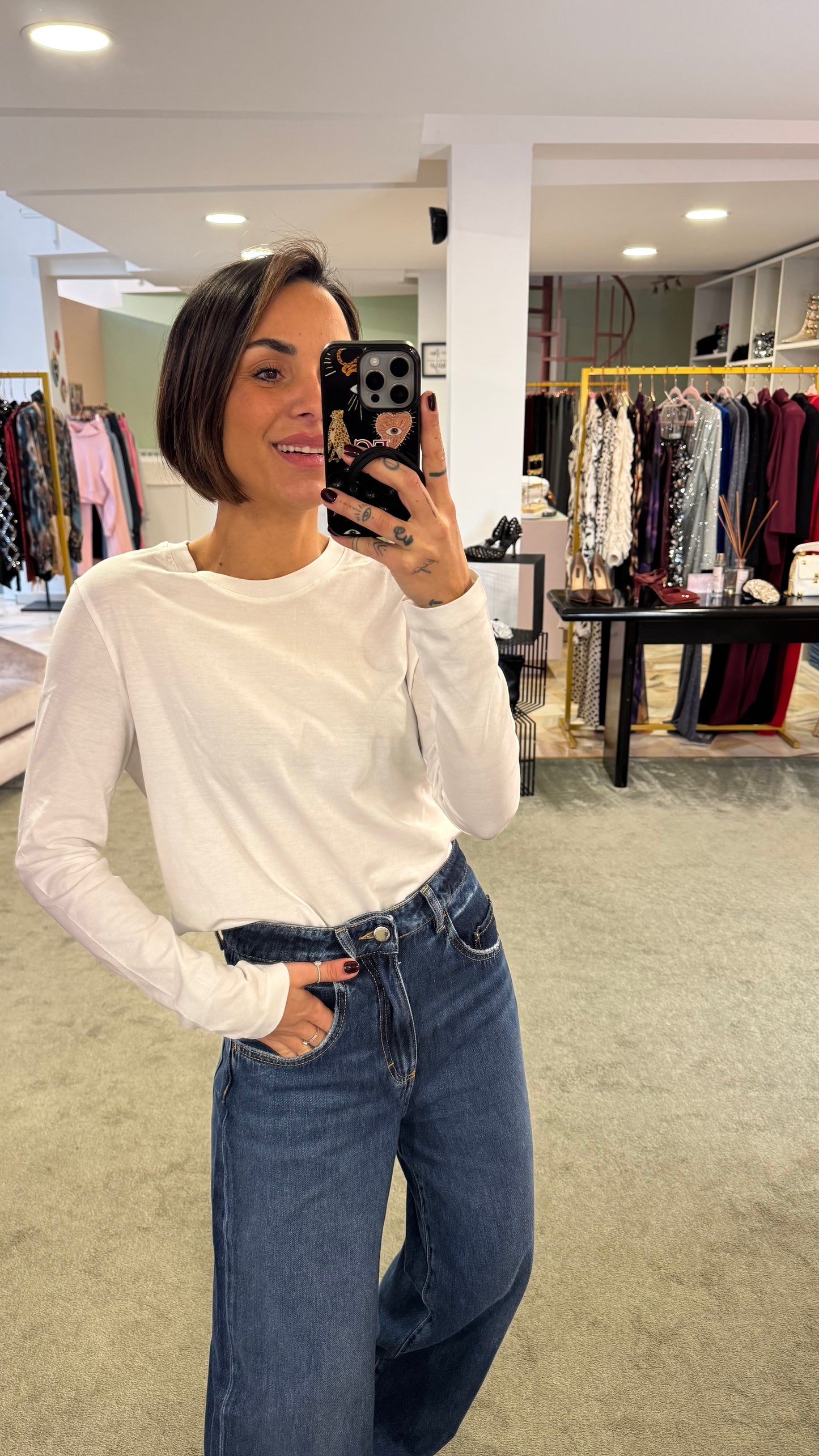 T-shirt bianca sottogiacca maniche lunghe sl